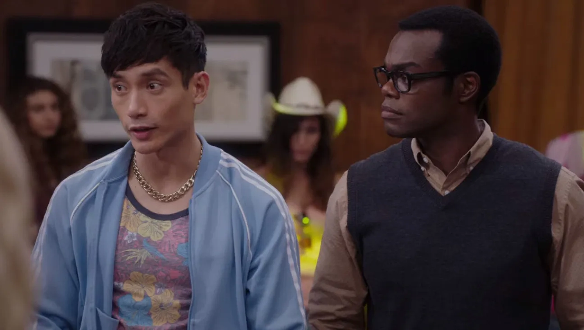 William Jackson Harper and Manny Jacinto in The Good Place: Patty (2020)