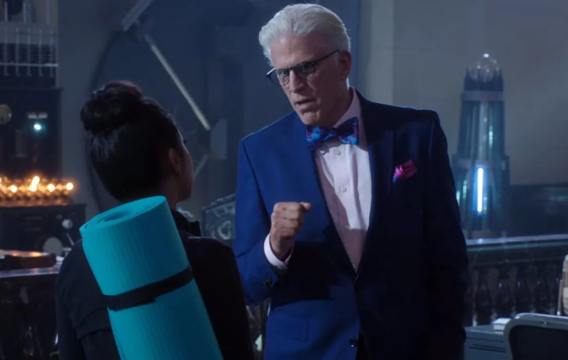 Ted Danson and Tiya Sircar in The Good Place: Mondays, Am I Right? (2020)