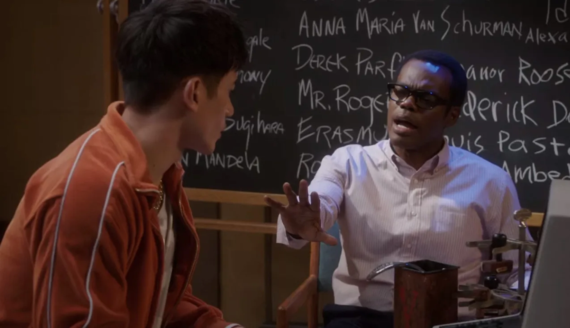 William Jackson Harper and Manny Jacinto in The Good Place: Mondays, Am I Right? (2020)