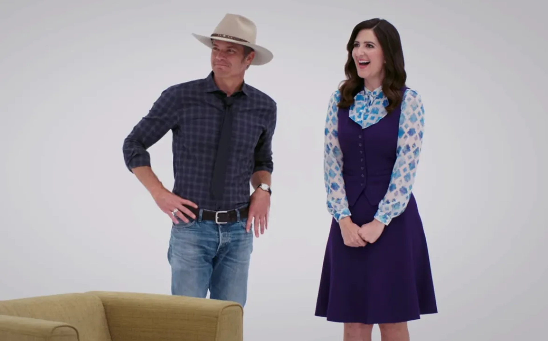 Timothy Olyphant and D'Arcy Carden in The Good Place: You've Changed, Man (2020)