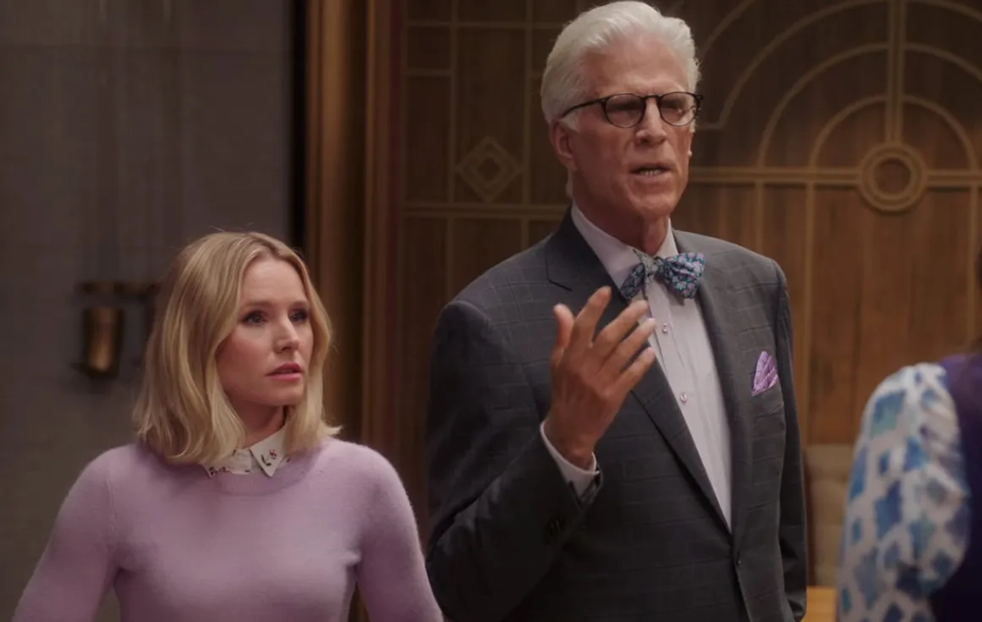 Ted Danson and Kristen Bell in The Good Place: You've Changed, Man (2020)