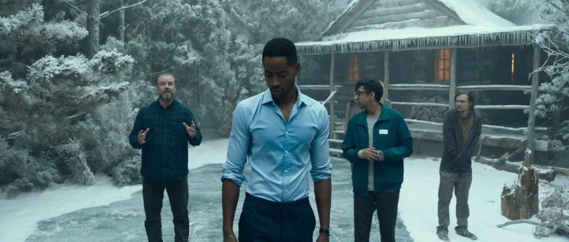 Tyler Labine, Jay Ellis, Logan Miller, and Nik Dodani in Escape Room (2019)