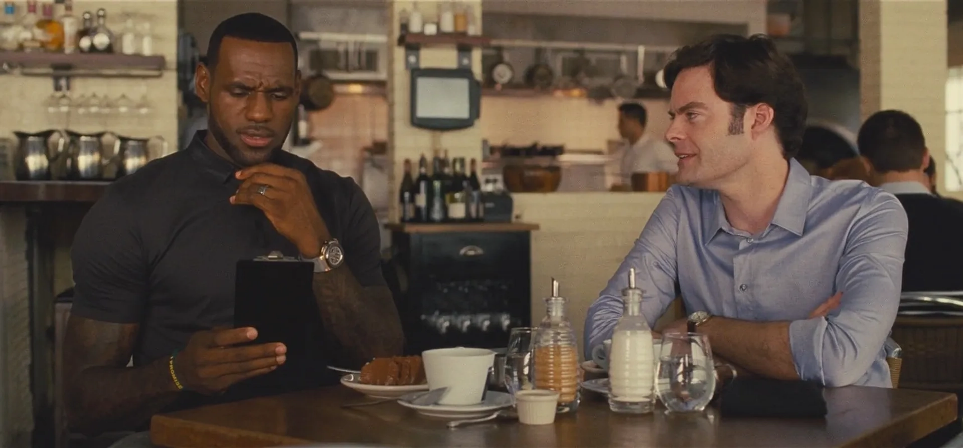Bill Hader and LeBron James in Trainwreck (2015)