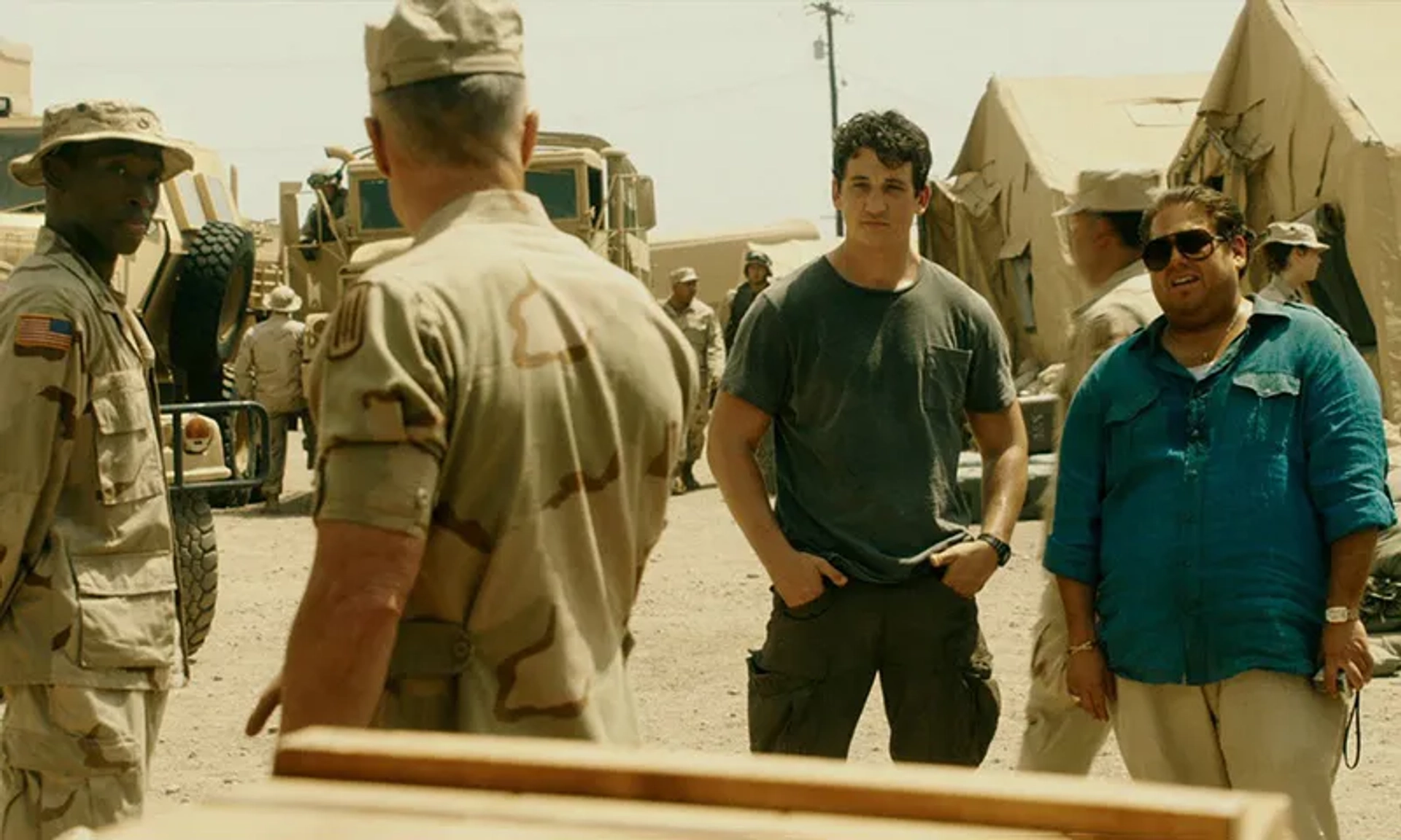 Jonah Hill, Miles Teller, and Jeremy Tardy in War Dogs (2016)