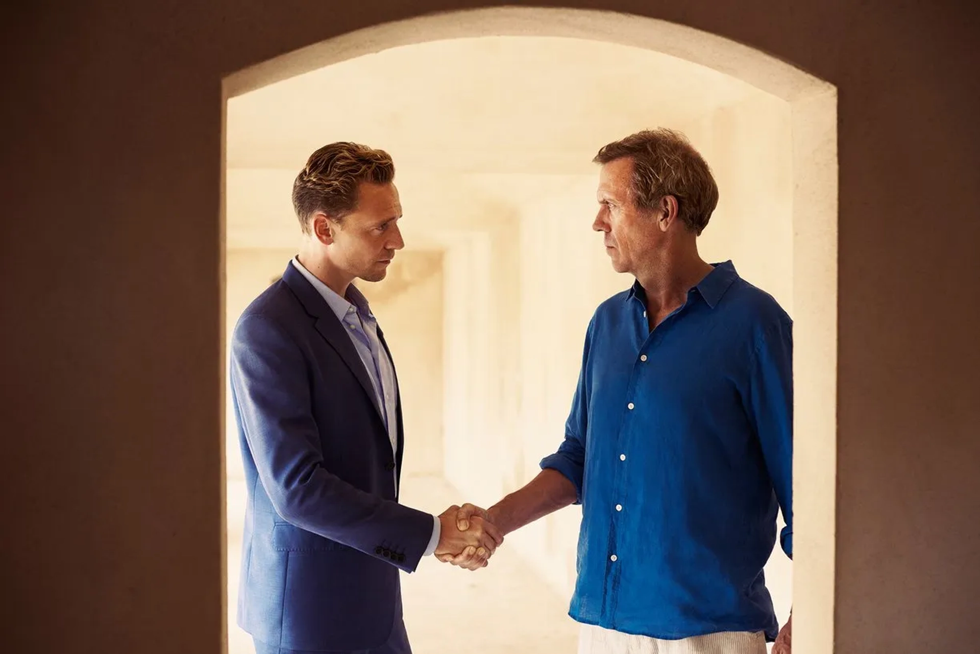 Hugh Laurie and Tom Hiddleston in The Night Manager (2016)