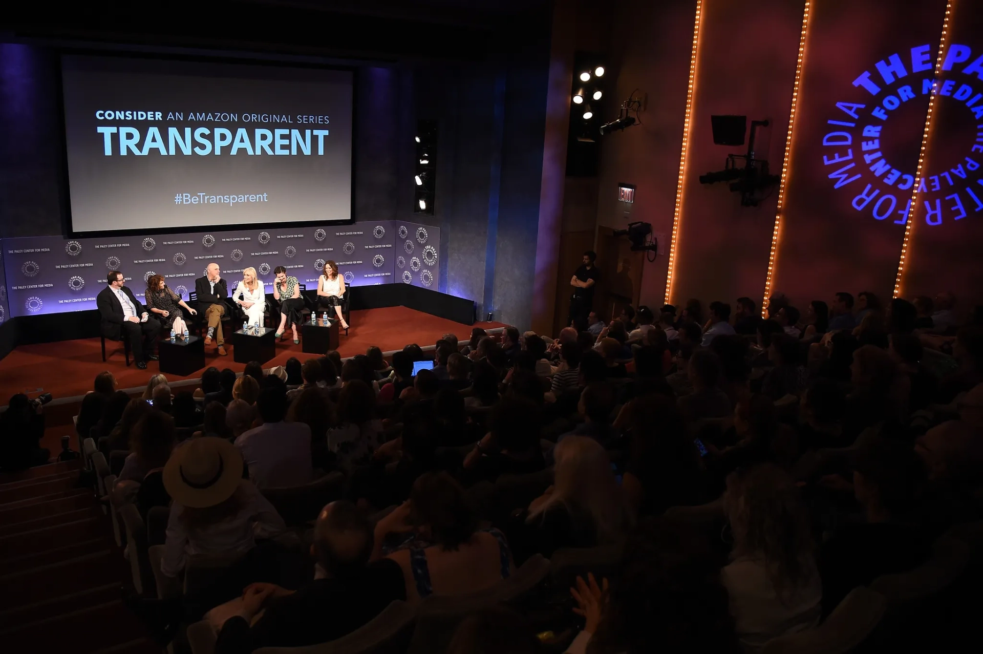 Gaby Hoffmann, Jeffrey Tambor, Amy Landecker, Judith Light, Joey Soloway, and Alan Sepinwall at an event for Transparent (2014)