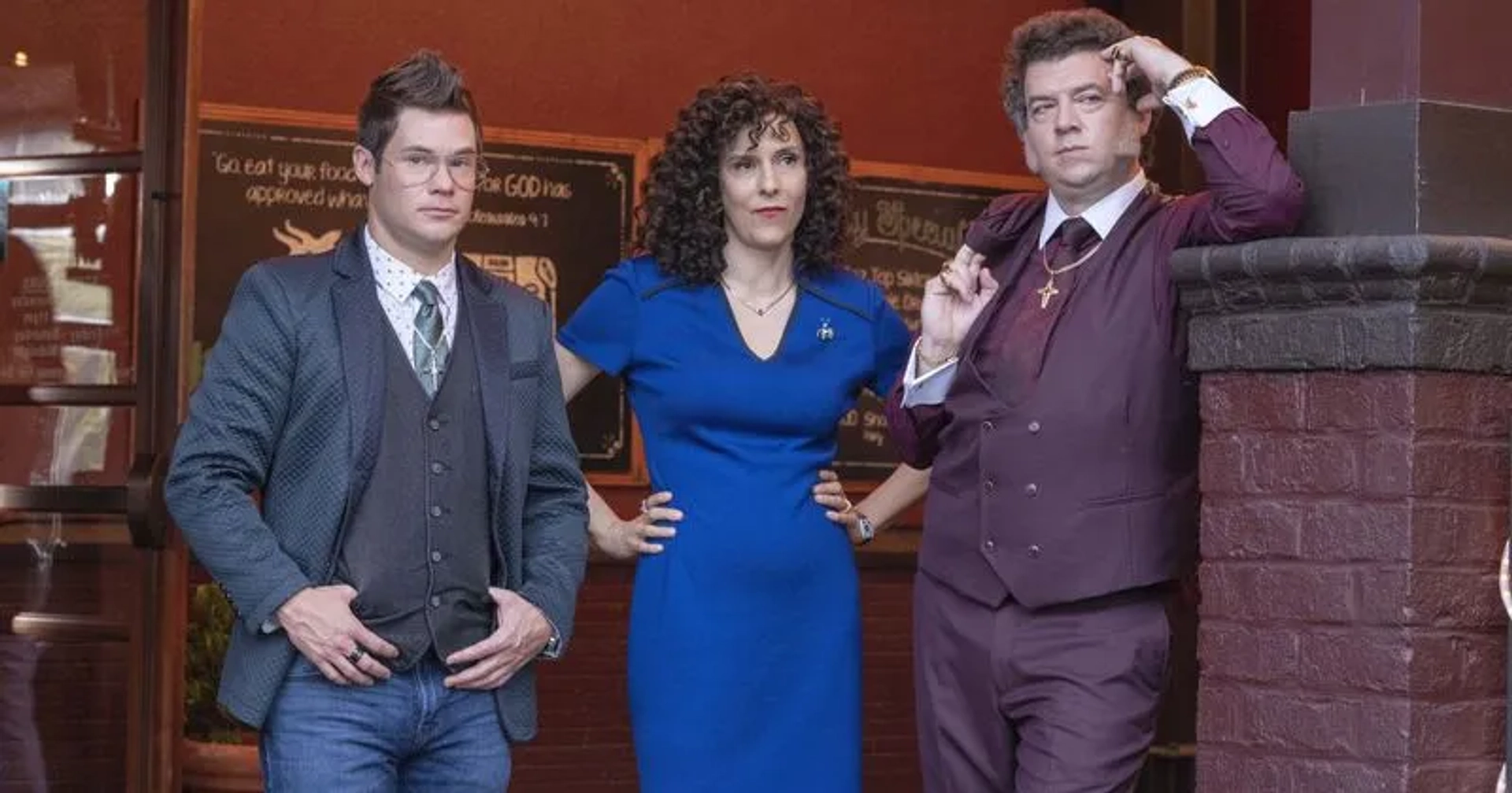 Edi Patterson, Danny McBride, and Adam Devine in The Righteous Gemstones: Wicked Lips (2019)