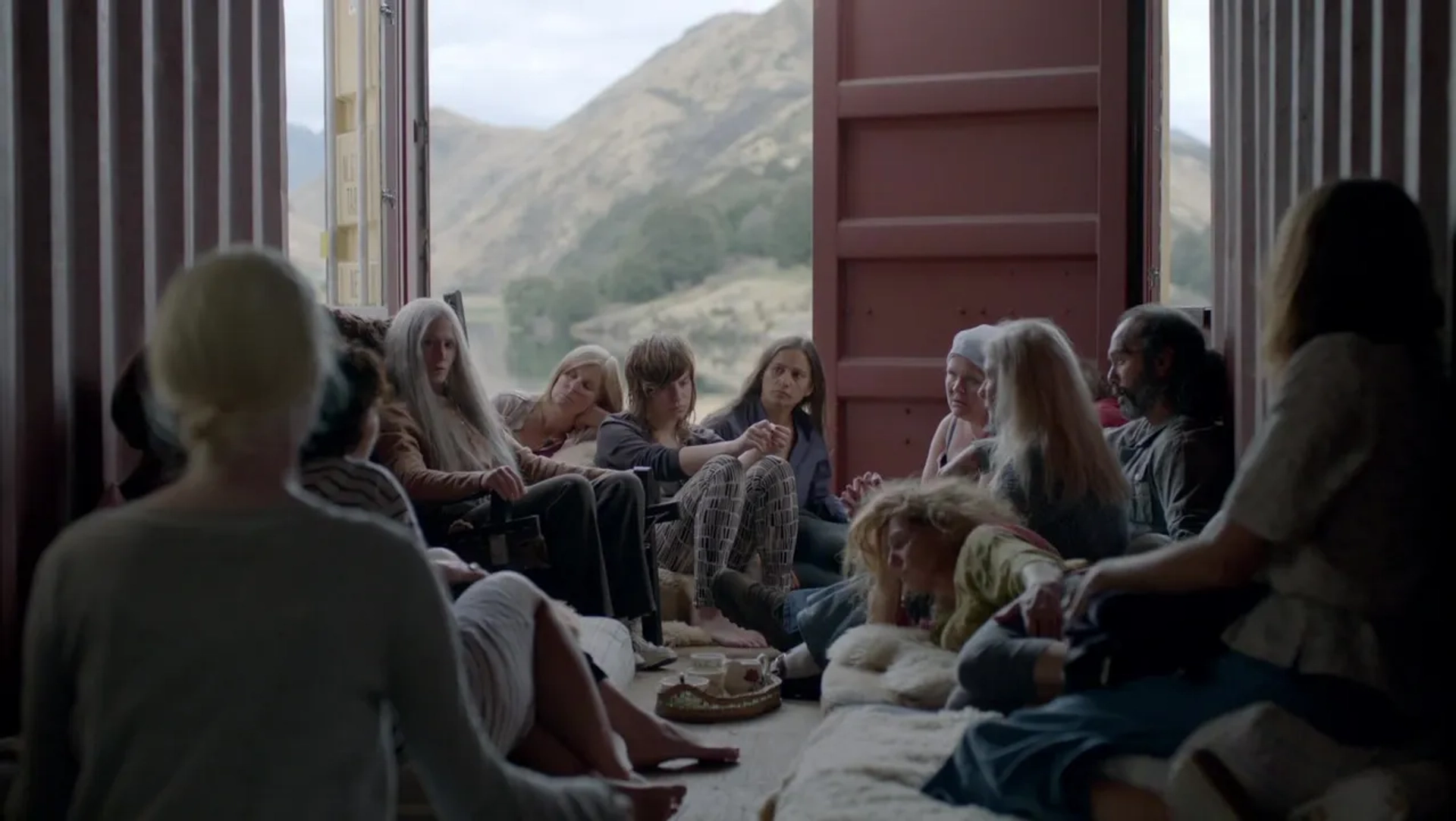 Holly Hunter, Lucy Lawless, Geneviève Lemon, Robyn Malcolm, Robyn Nevin, Calvin Tuteao, Skye Wansey, Georgi Kay, and Lauren Dawes in Top of the Lake (2013)