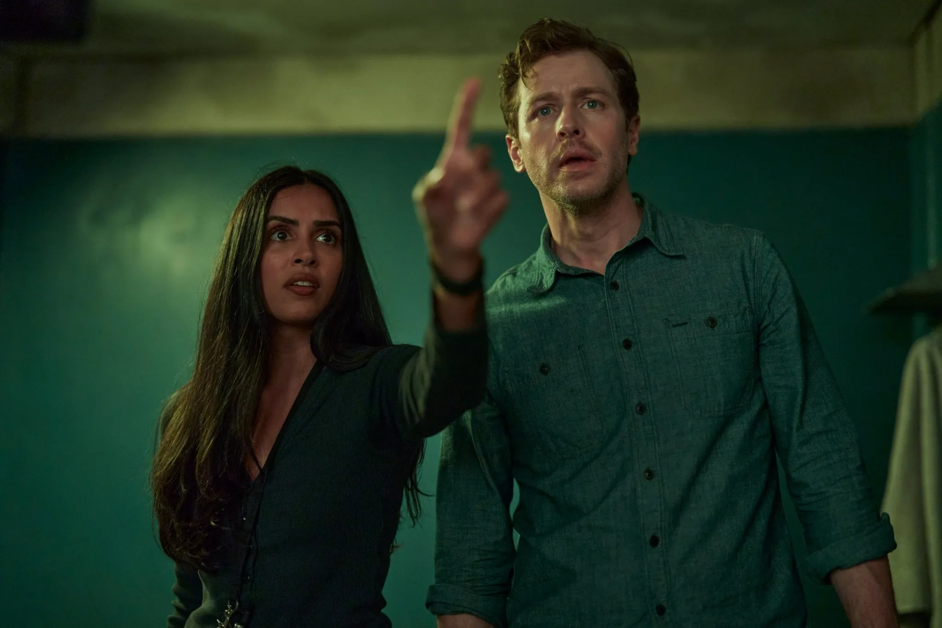 Josh Dallas and Parveen Kaur in Manifest: Bug Out (2023)