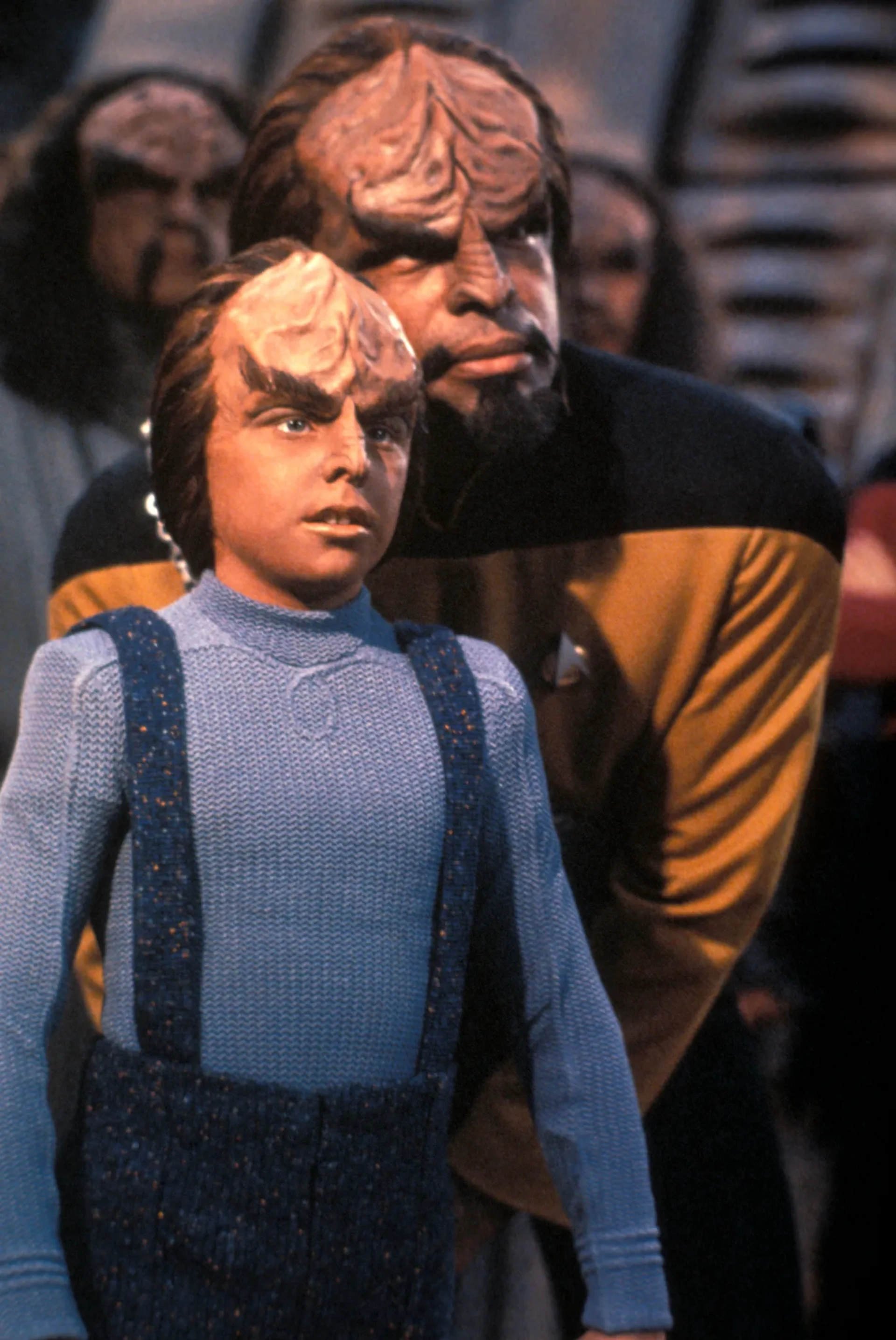 Michael Dorn and Brian Bonsall in Star Trek: The Next Generation (1987)