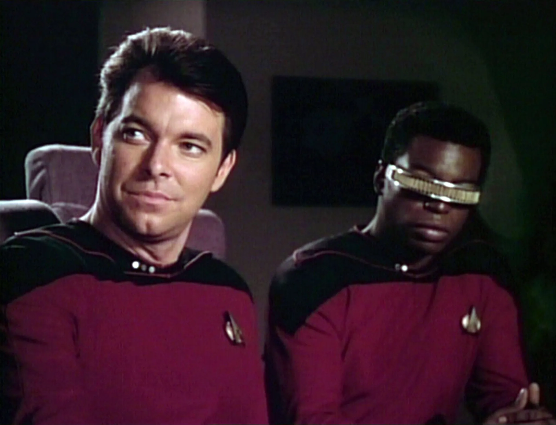 Jonathan Frakes and LeVar Burton in Star Trek: The Next Generation (1987)