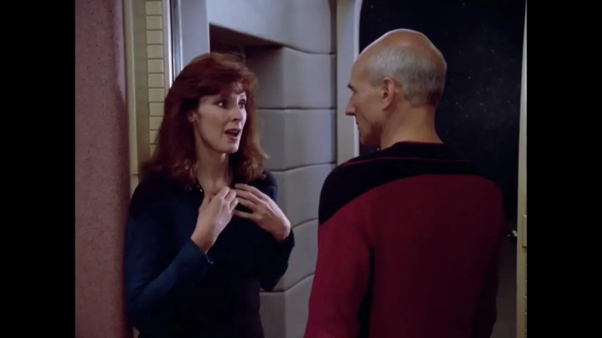 Gates McFadden and Patrick Stewart in Star Trek: The Next Generation (1987)