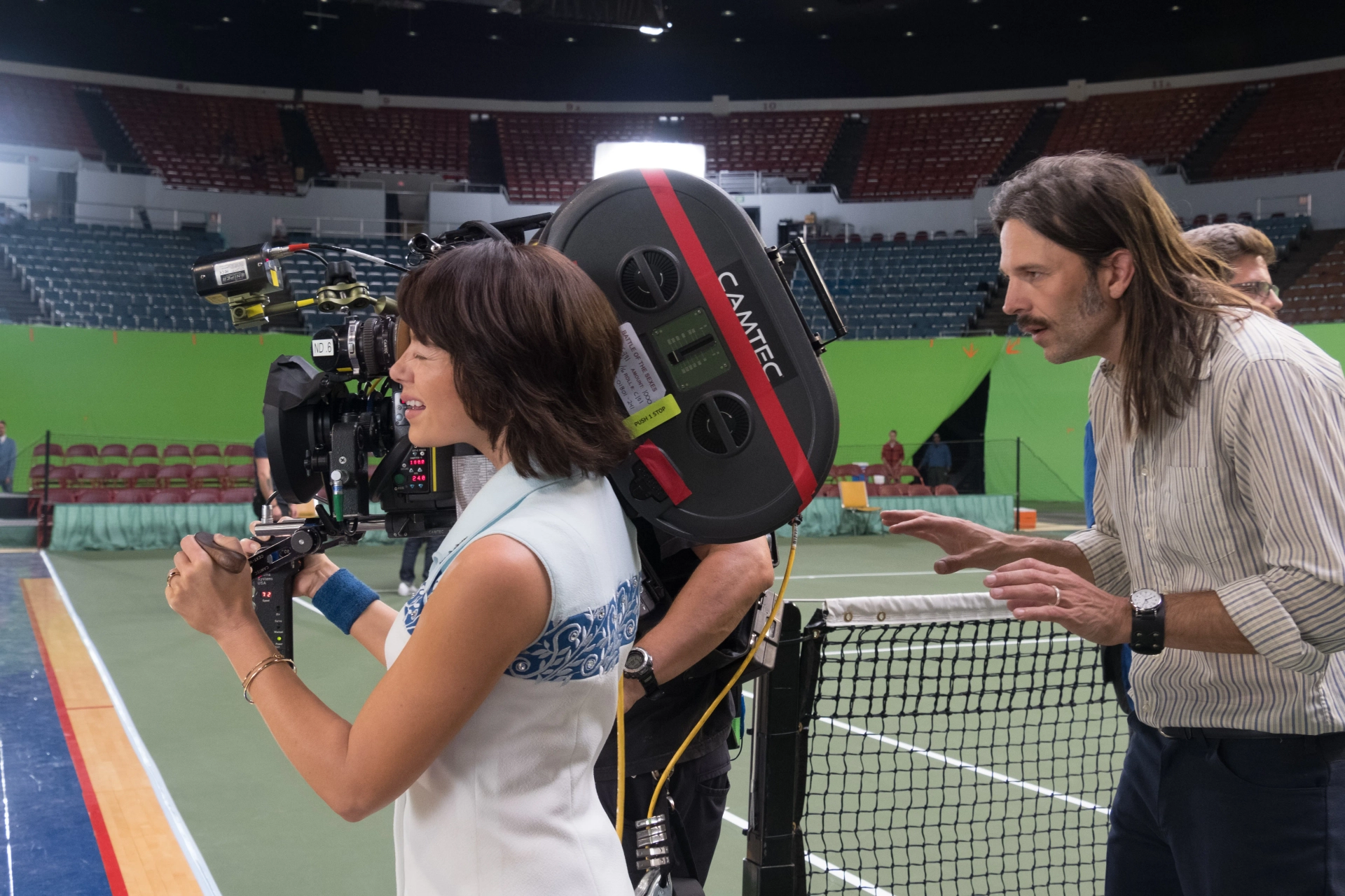 Linus Sandgren and Emma Stone in Battle of the Sexes (2017)