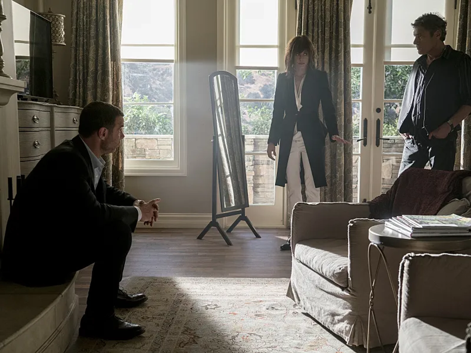 Liev Schreiber, Steven Bauer, and Kate Moennig in Ray Donovan (2013)