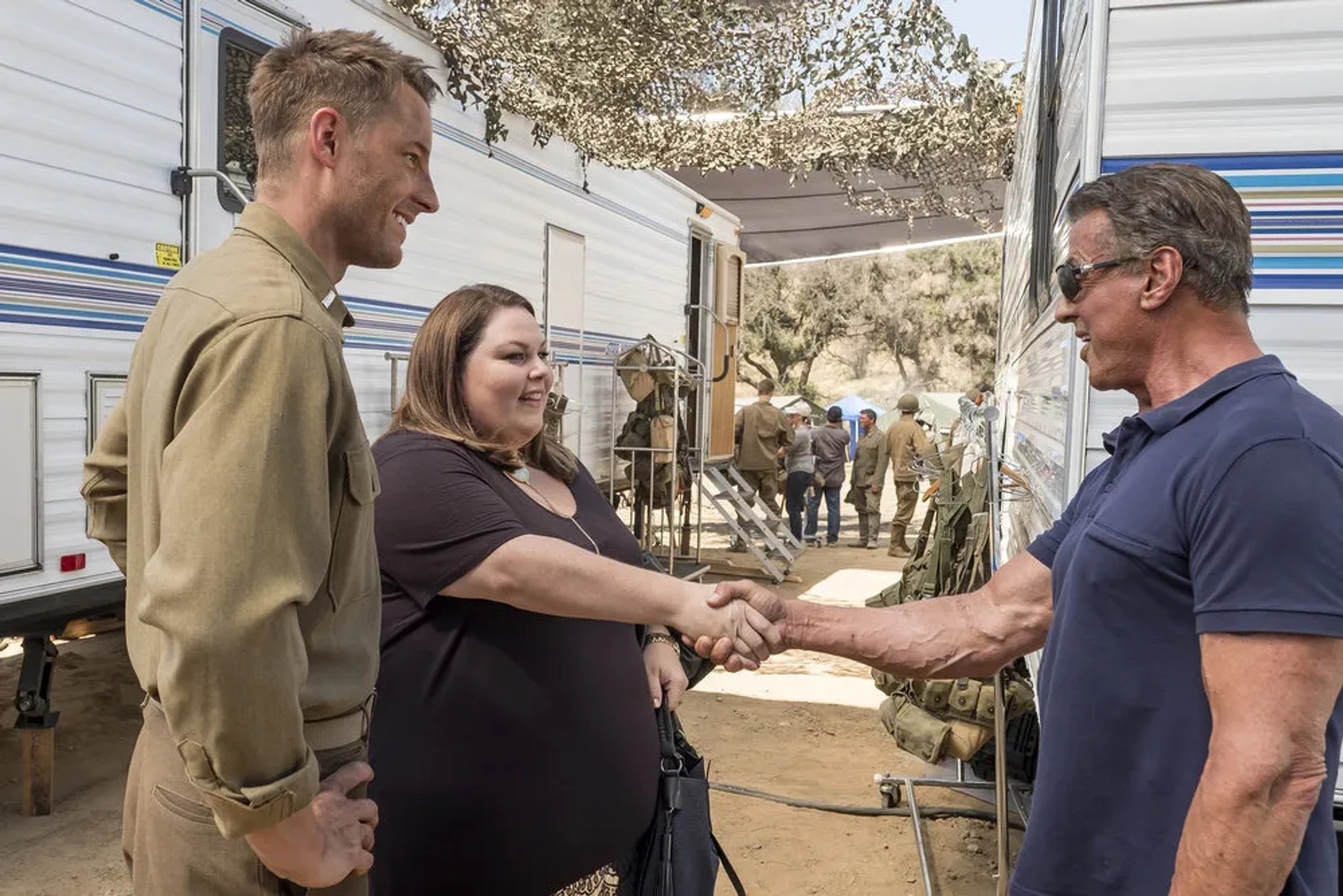 Sylvester Stallone, Justin Hartley, and Chrissy Metz in This Is Us (2016)