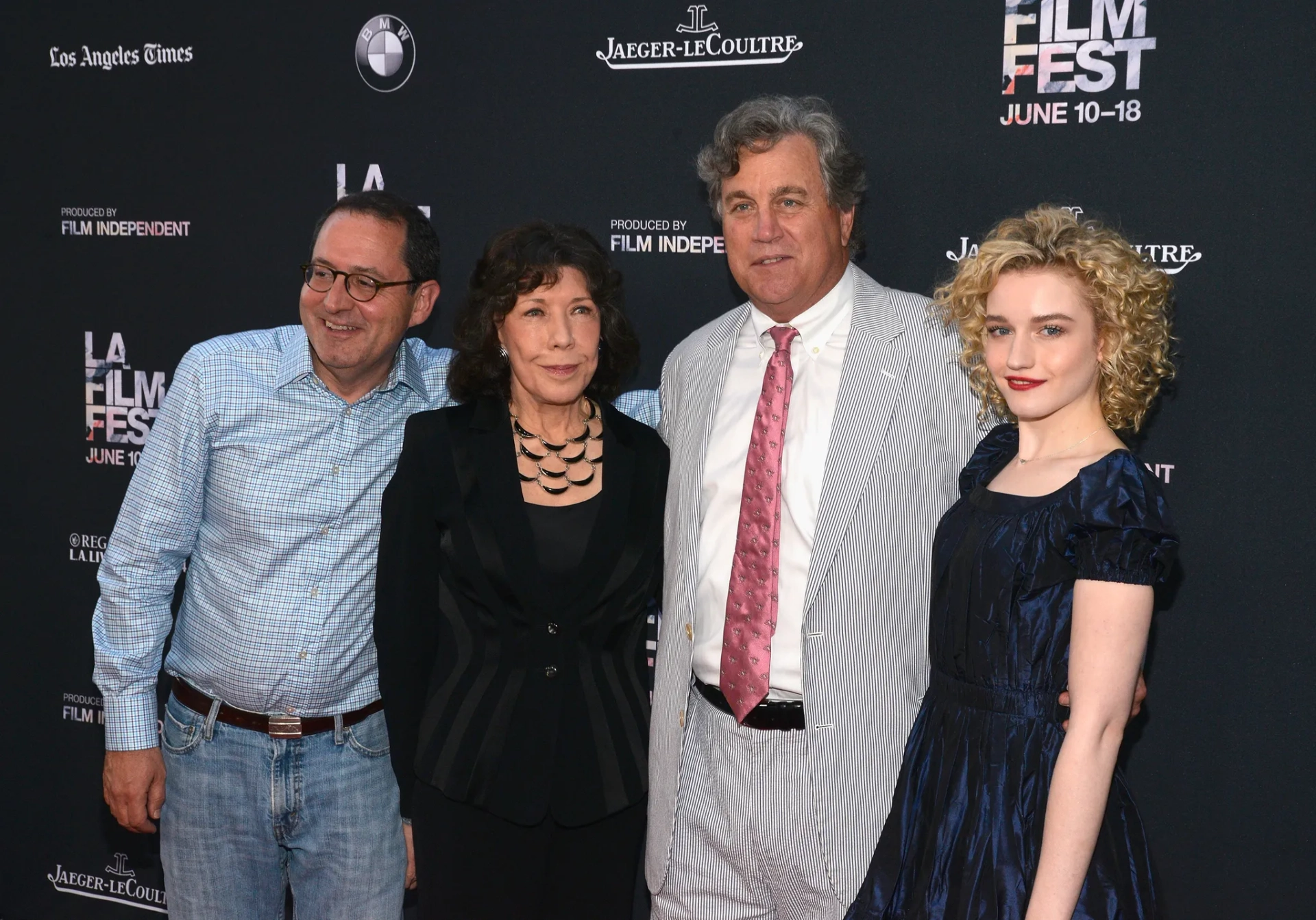 Lily Tomlin, Michael Barker, Tom Bernard, and Julia Garner at an event for Grandma (2015)