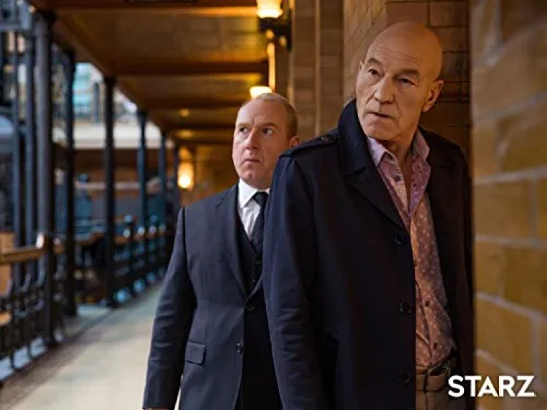 Patrick Stewart and Adrian Scarborough in Blunt Talk (2015)