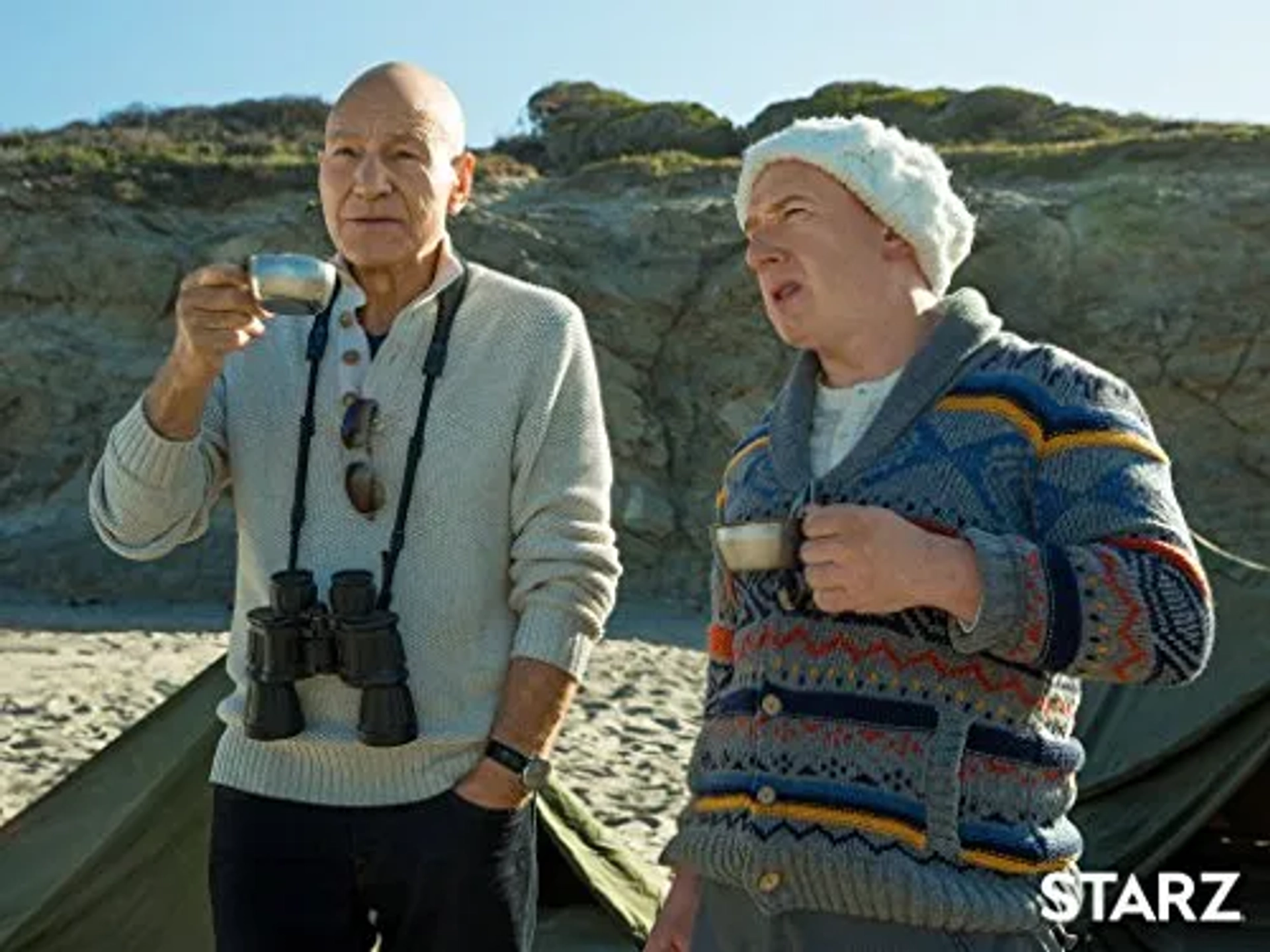 Patrick Stewart and Adrian Scarborough in Blunt Talk (2015)