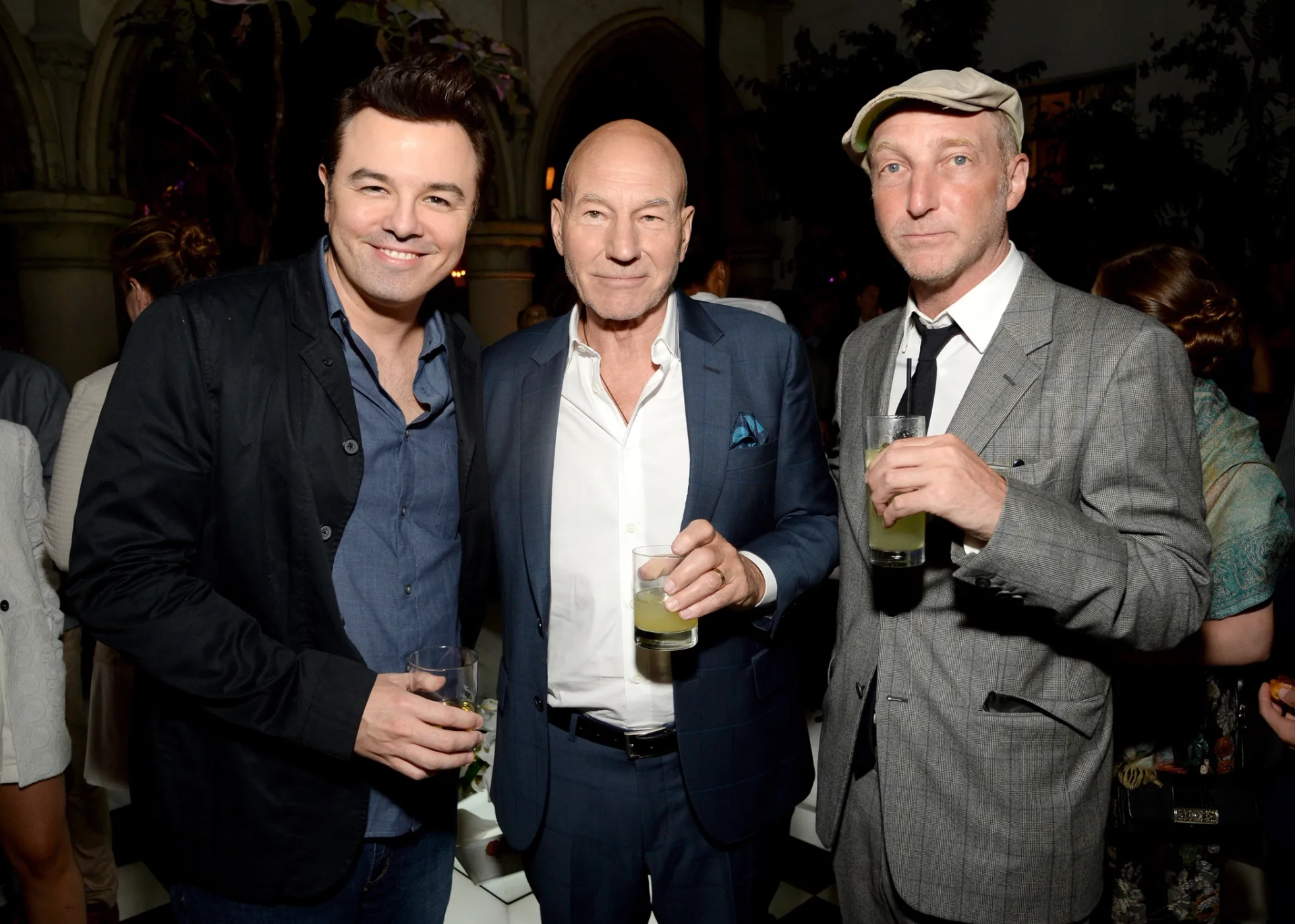 Patrick Stewart, Jonathan Ames, and Seth MacFarlane at an event for Blunt Talk (2015)