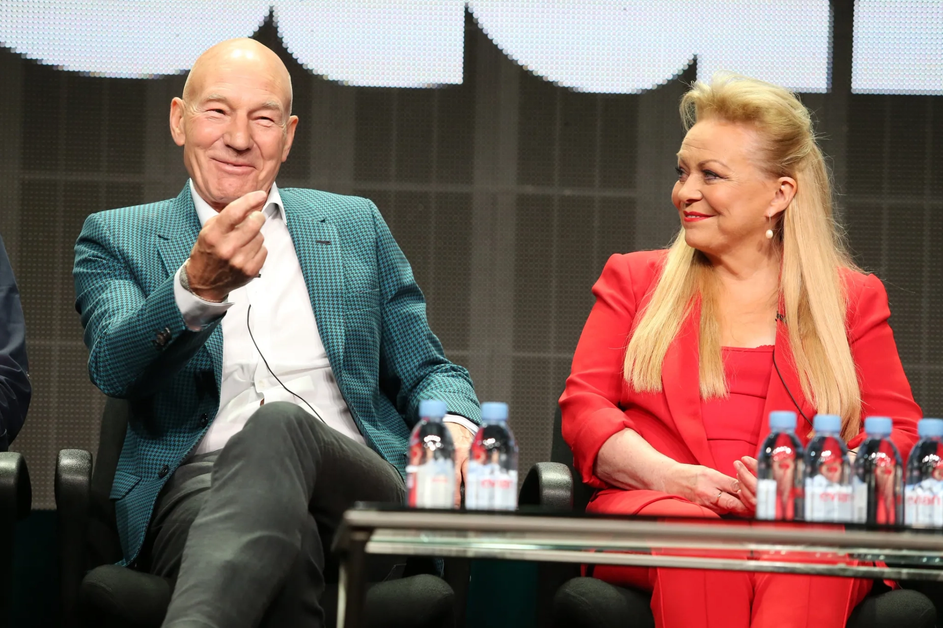 Patrick Stewart and Jacki Weaver at an event for Blunt Talk (2015)