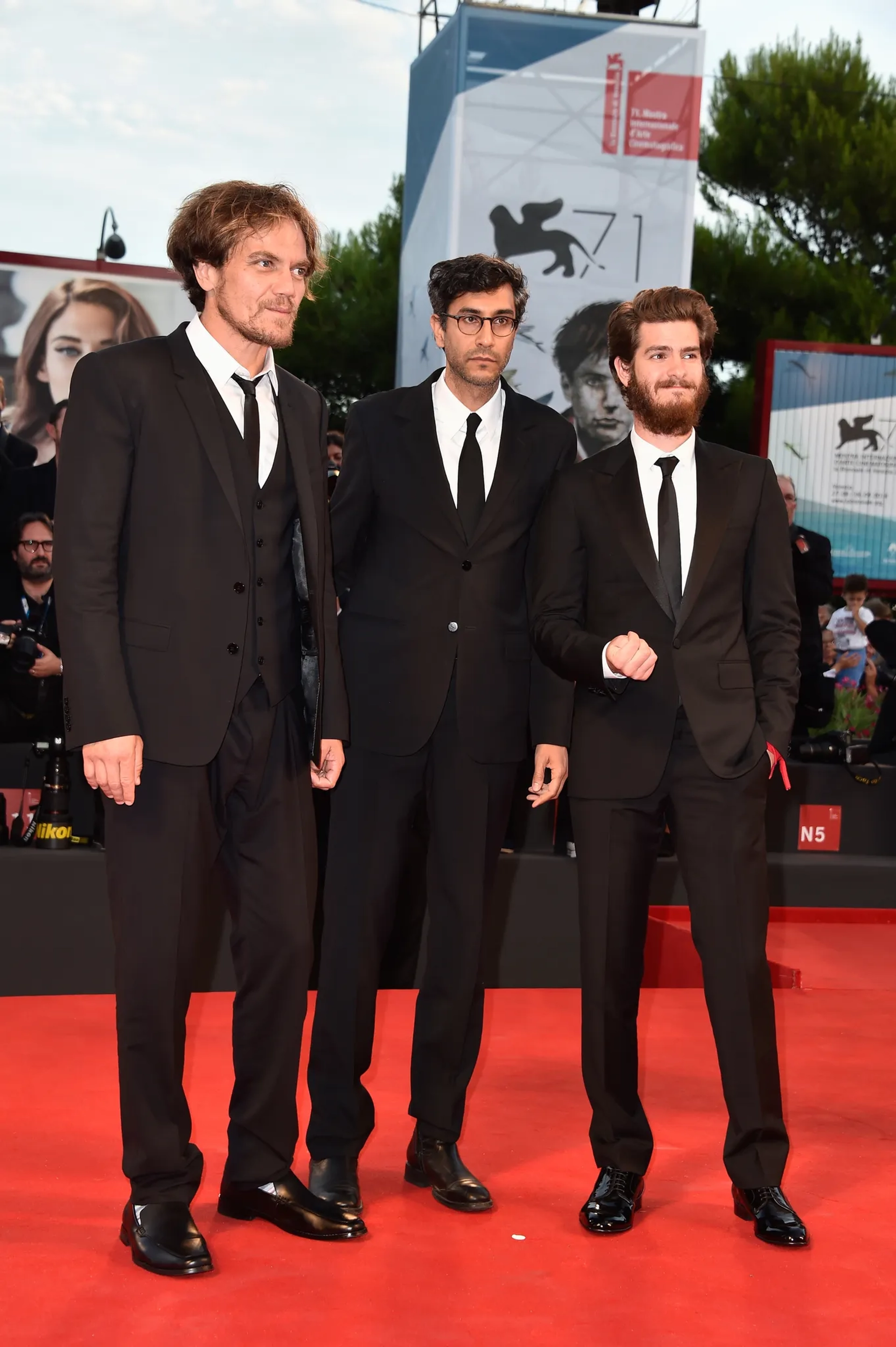 Michael Shannon, Ramin Bahrani, and Andrew Garfield at an event for 99 Homes (2014)