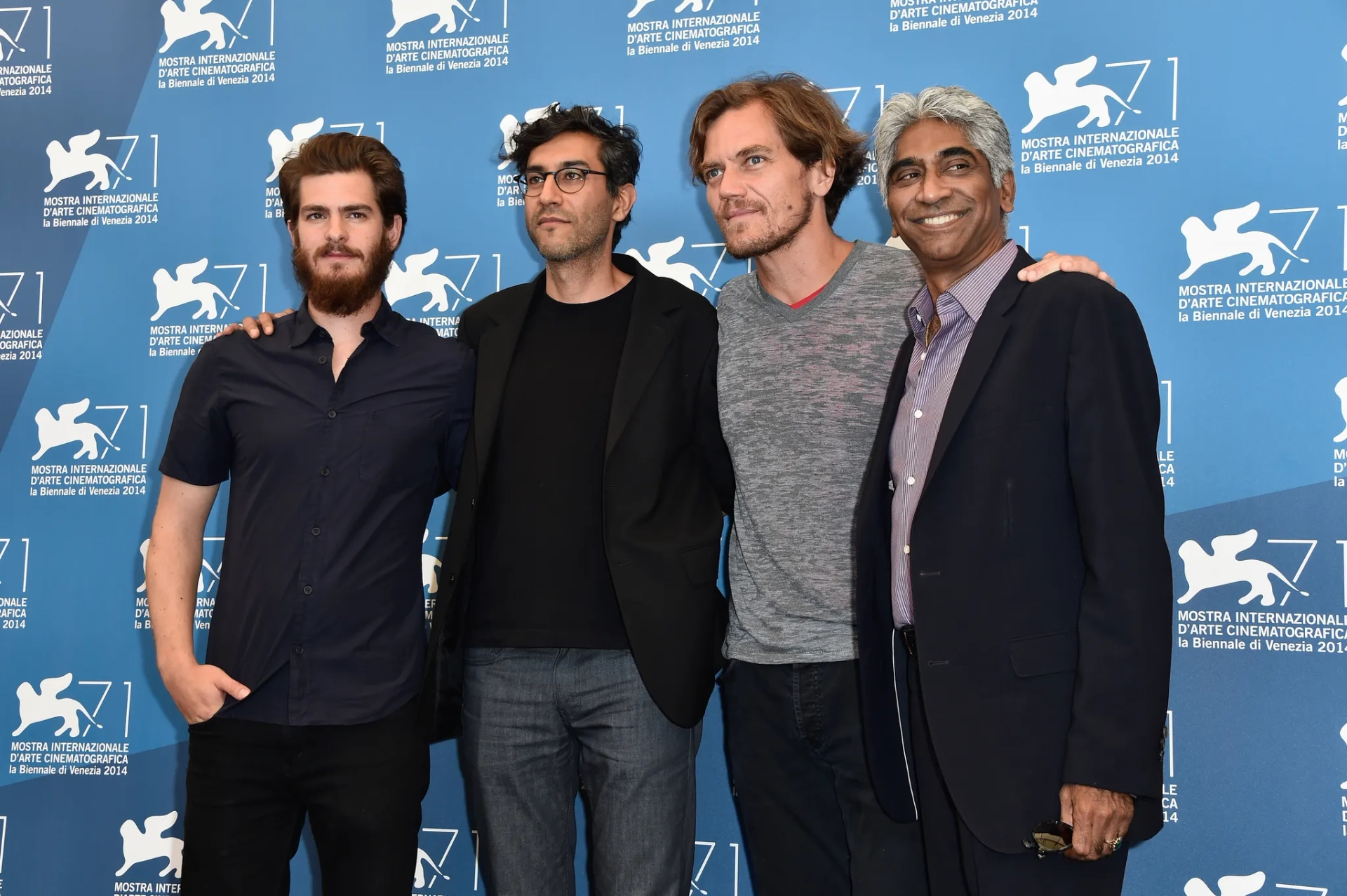 Ashok Amritraj, Michael Shannon, Ramin Bahrani, and Andrew Garfield at an event for 99 Homes (2014)