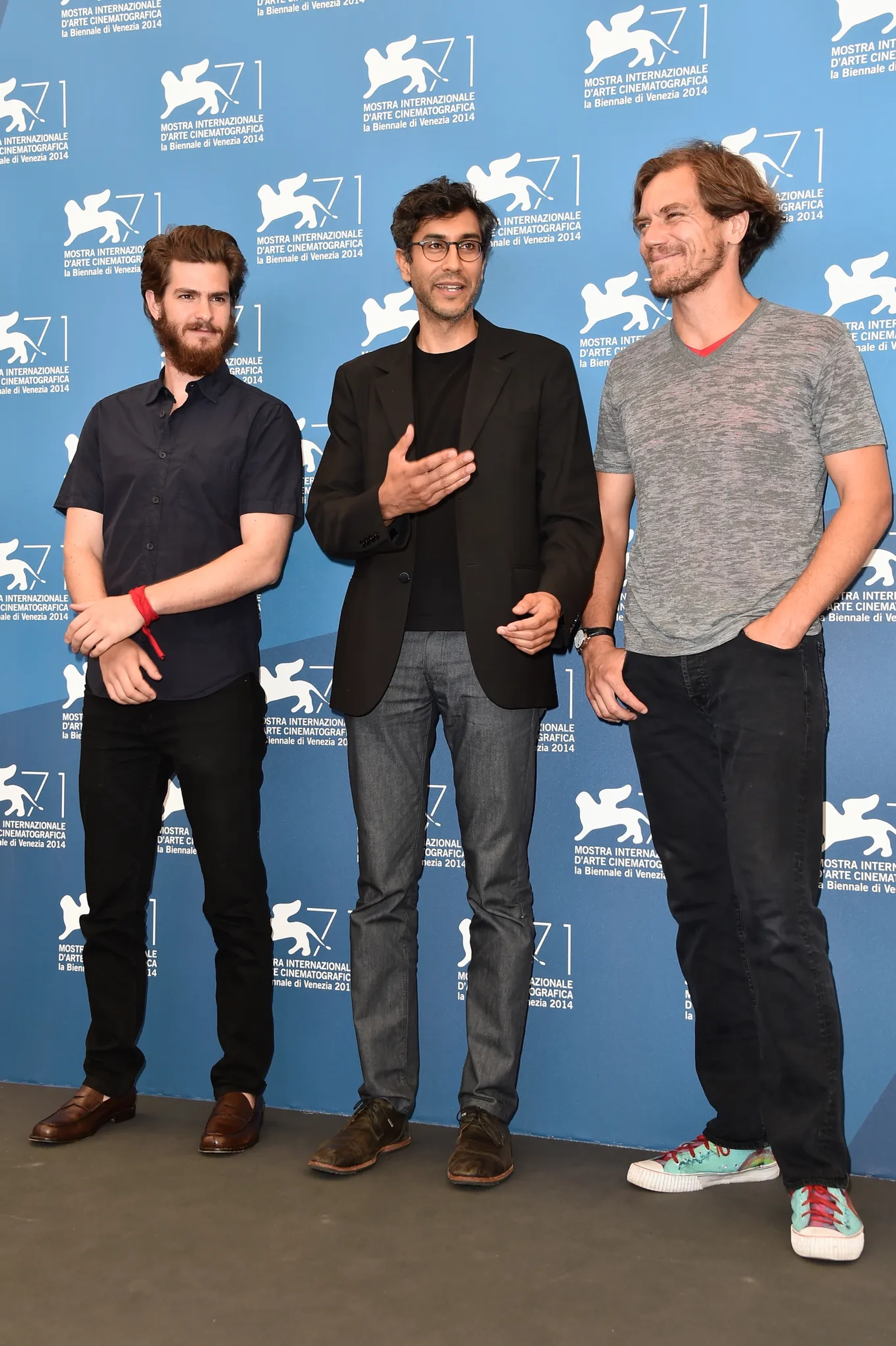 Michael Shannon, Ramin Bahrani, and Andrew Garfield at an event for 99 Homes (2014)