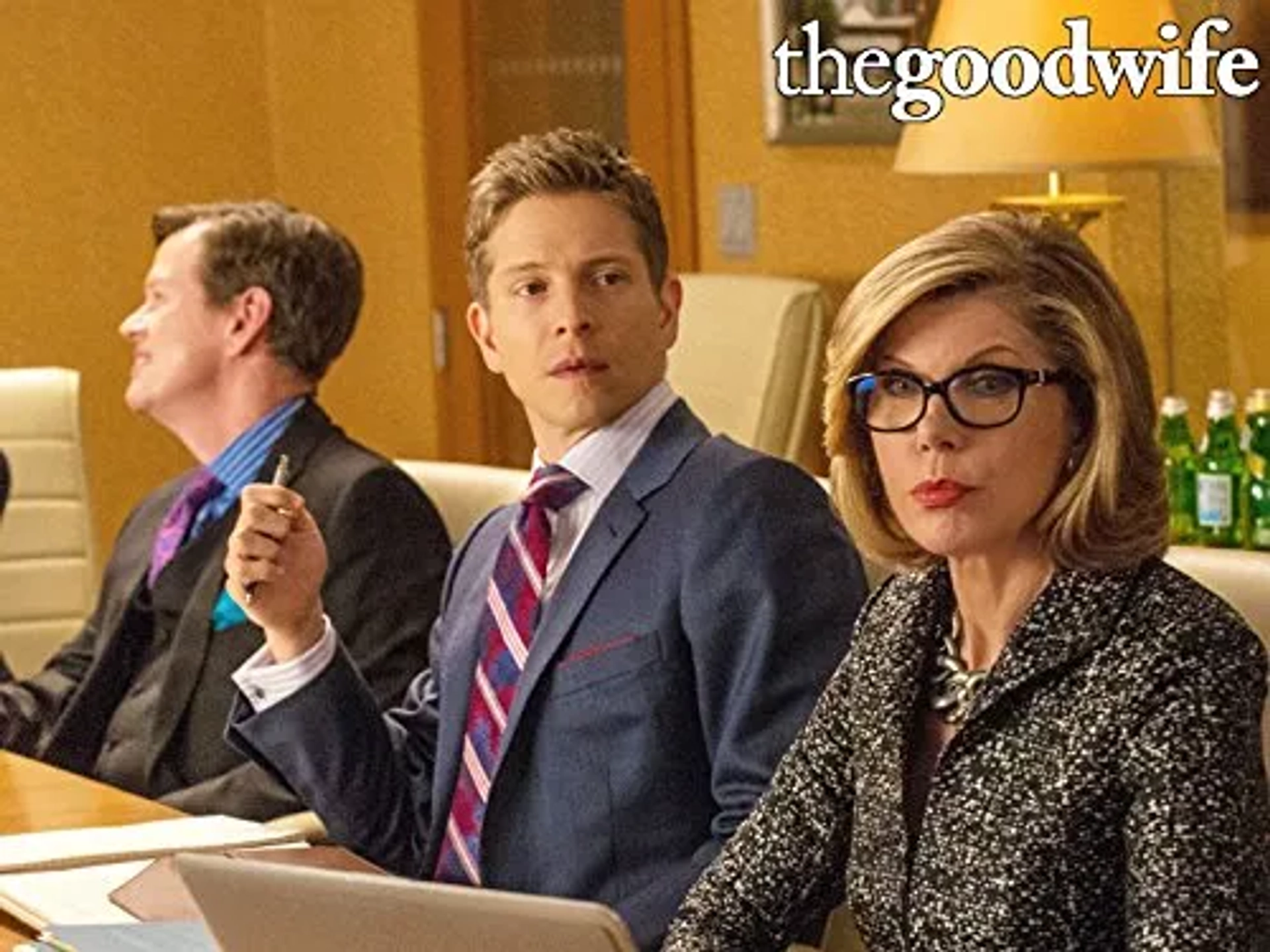 Christine Baranski, Dylan Baker, and Matt Czuchry in The Good Wife (2009)