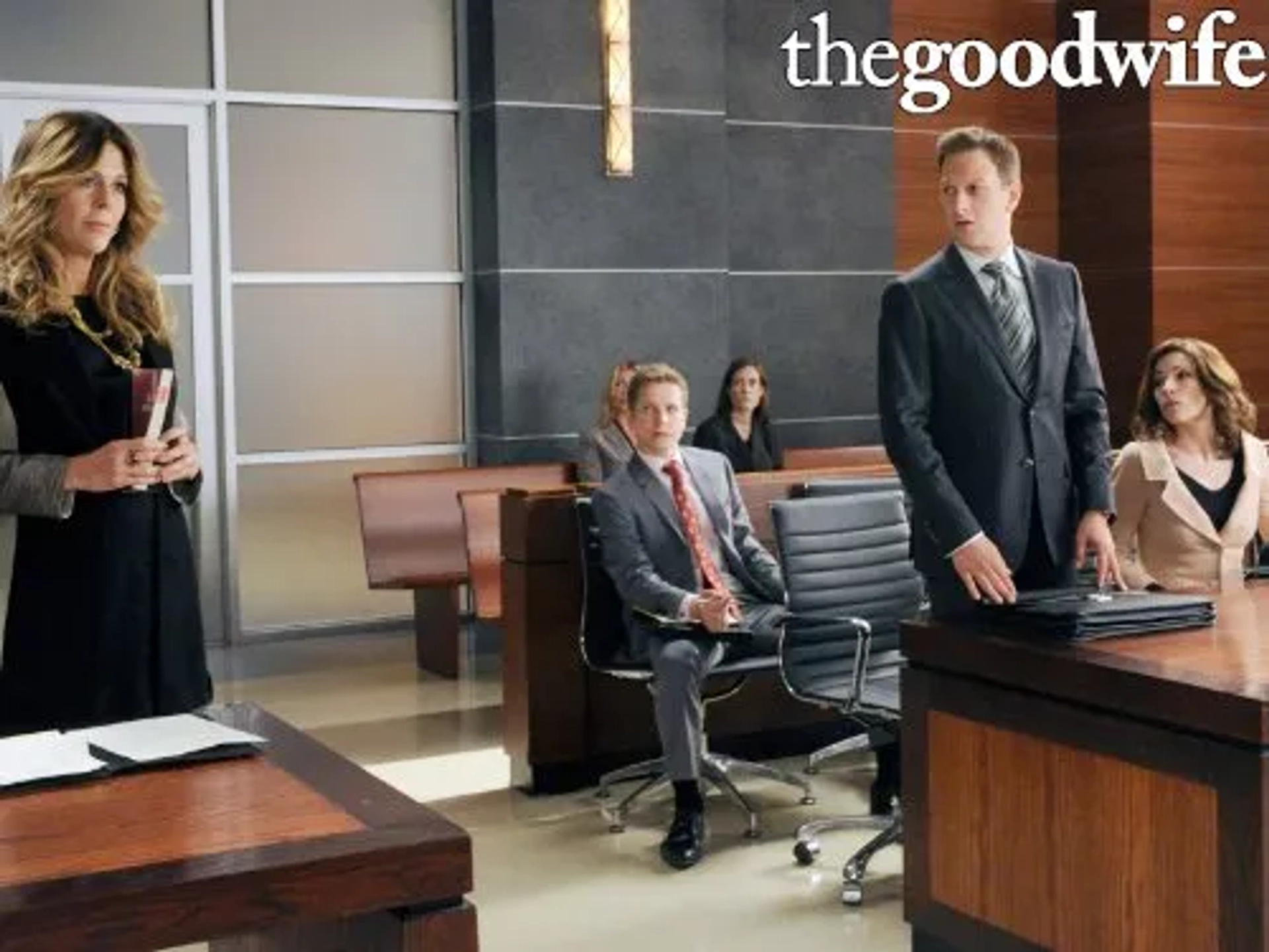 Julianna Margulies, Josh Charles, Rita Wilson, and Matt Czuchry in The Good Wife (2009)