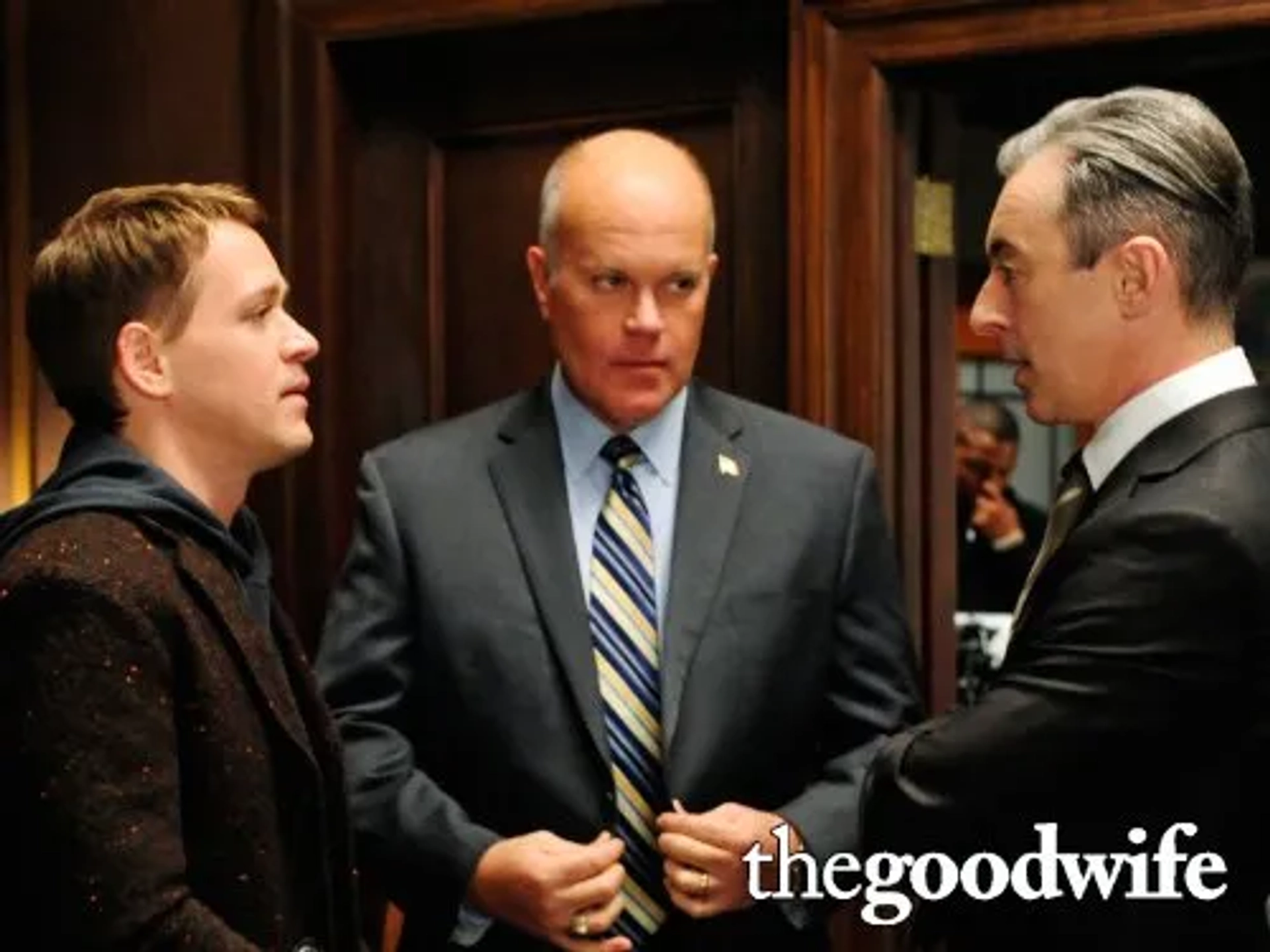 Alan Cumming, Mike Pniewski, and T.R. Knight in The Good Wife (2009)