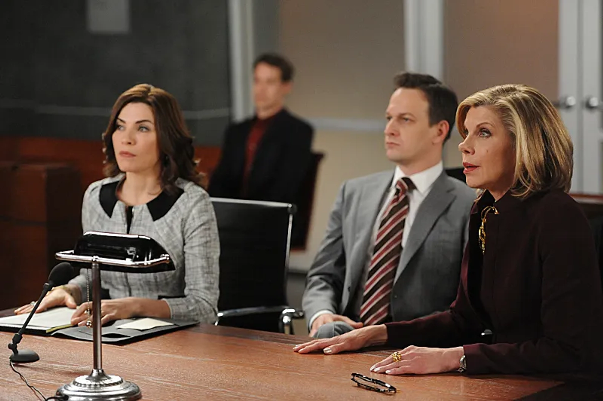 Julianna Margulies, Josh Charles, and Christine Baranski in The Good Wife (2009)