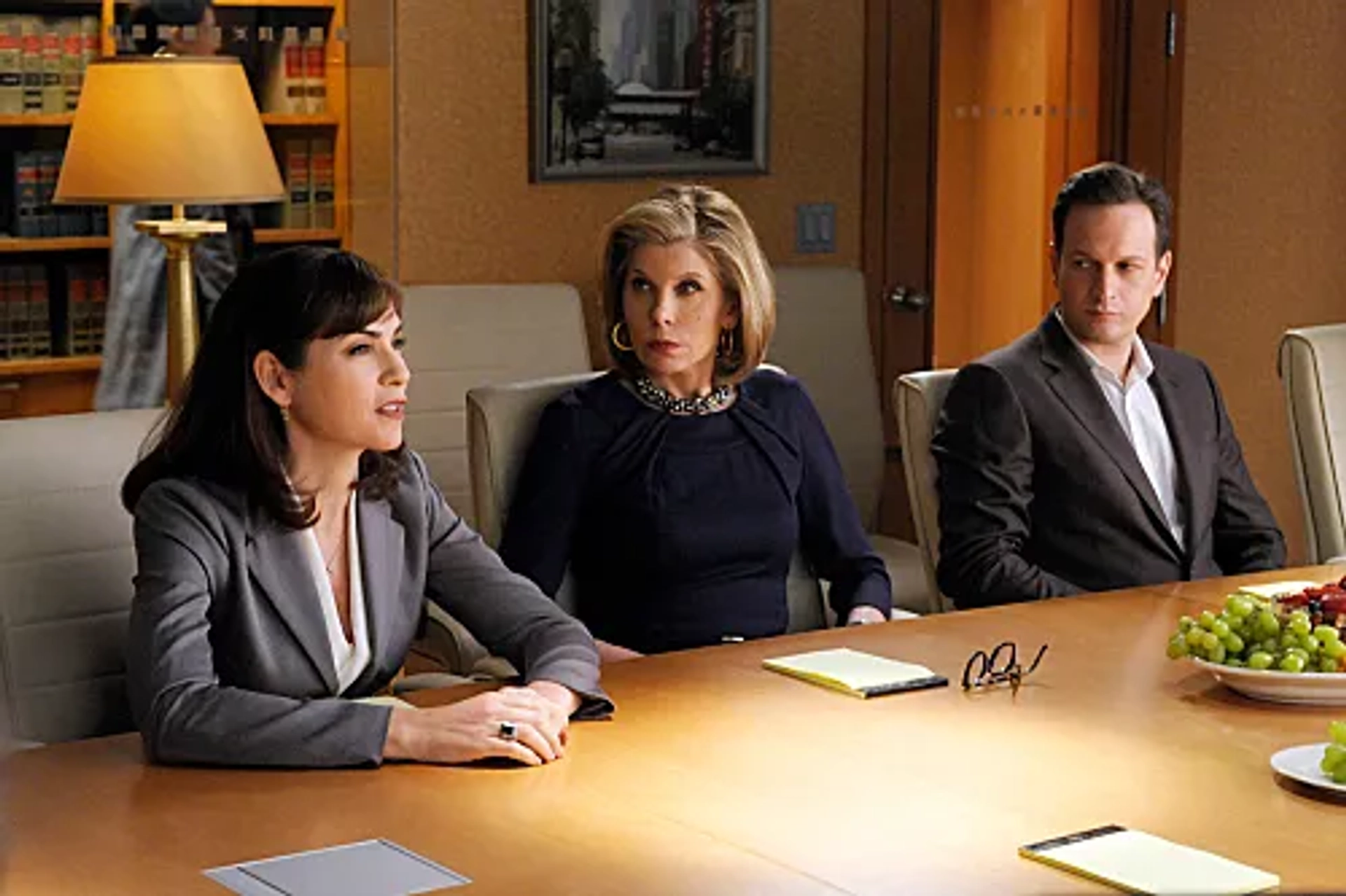 Julianna Margulies, Josh Charles, and Christine Baranski in The Good Wife (2009)