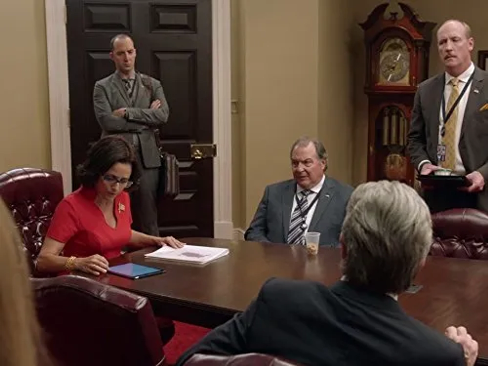 Julia Louis-Dreyfus, Gary Cole, Kevin Dunn, Tony Hale, and Matt Walsh in Veep (2012)