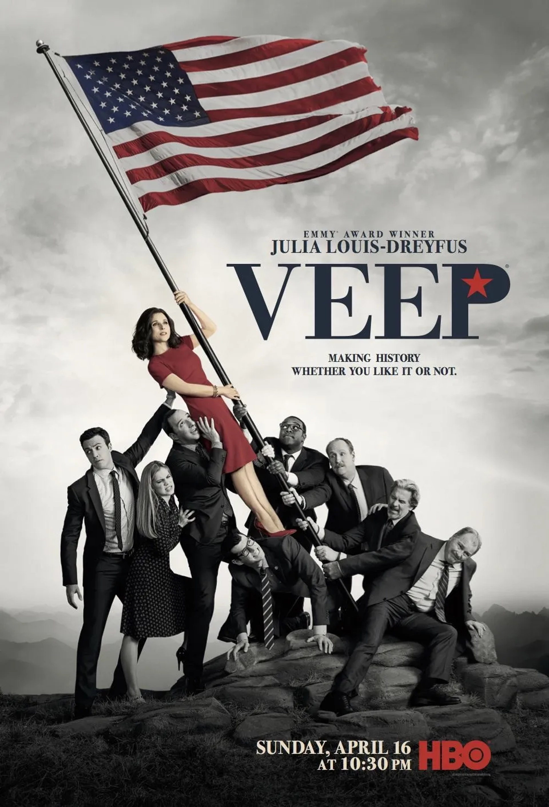 Julia Louis-Dreyfus, Anna Chlumsky, Gary Cole, Kevin Dunn, Tony Hale, Matt Walsh, Reid Scott, Sam Richardson, and Timothy Simons in Veep (2012)