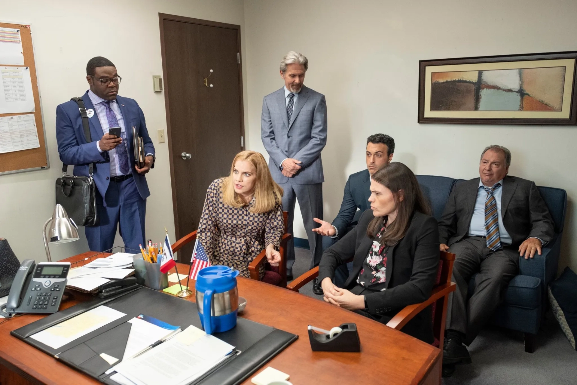 Anna Chlumsky, Kevin Dunn, Clea DuVall, Matt Walsh, Reid Scott, and Sam Richardson in Veep (2012)