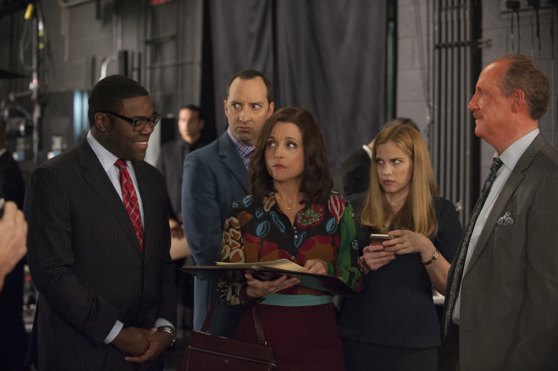 Julia Louis-Dreyfus, Anna Chlumsky, Tony Hale, Matt Walsh, and Sam Richardson in Veep (2012)