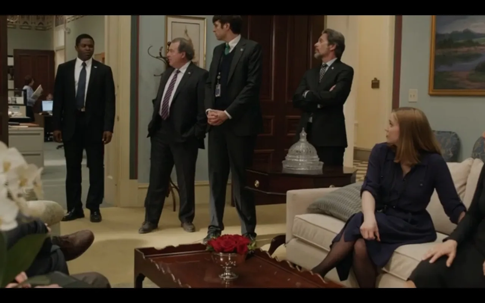 Anna Chlumsky, Gary Cole, Kevin Dunn, Marcus LaRon, and Timothy Simons in Veep (2012)