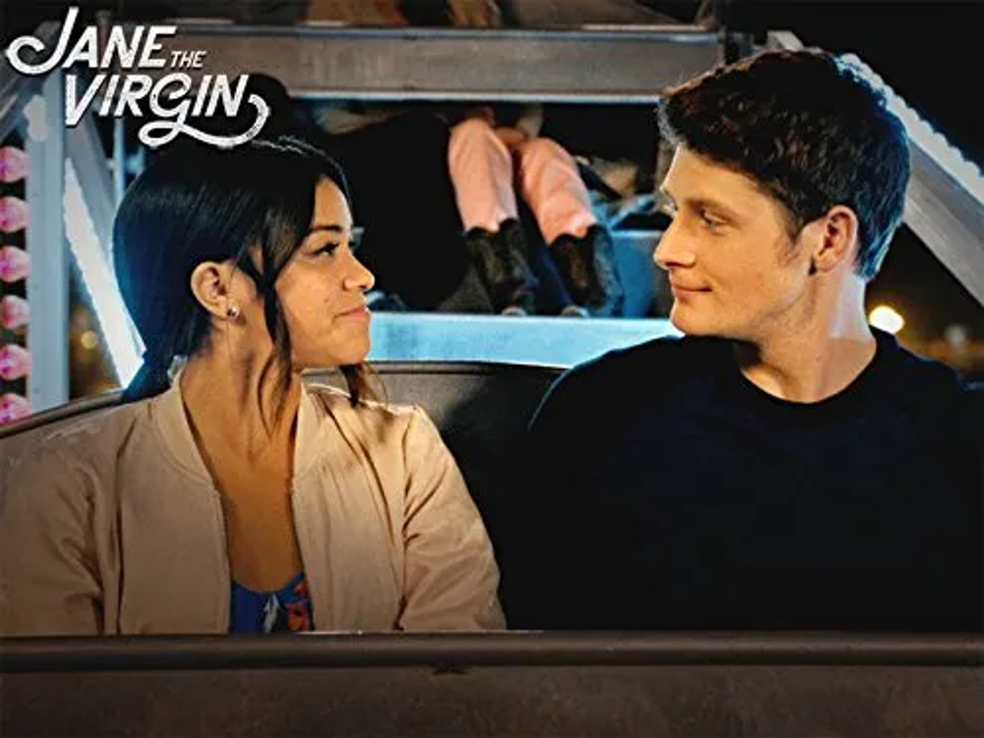 Gina Rodriguez and Brett Dier in Jane the Virgin (2014)