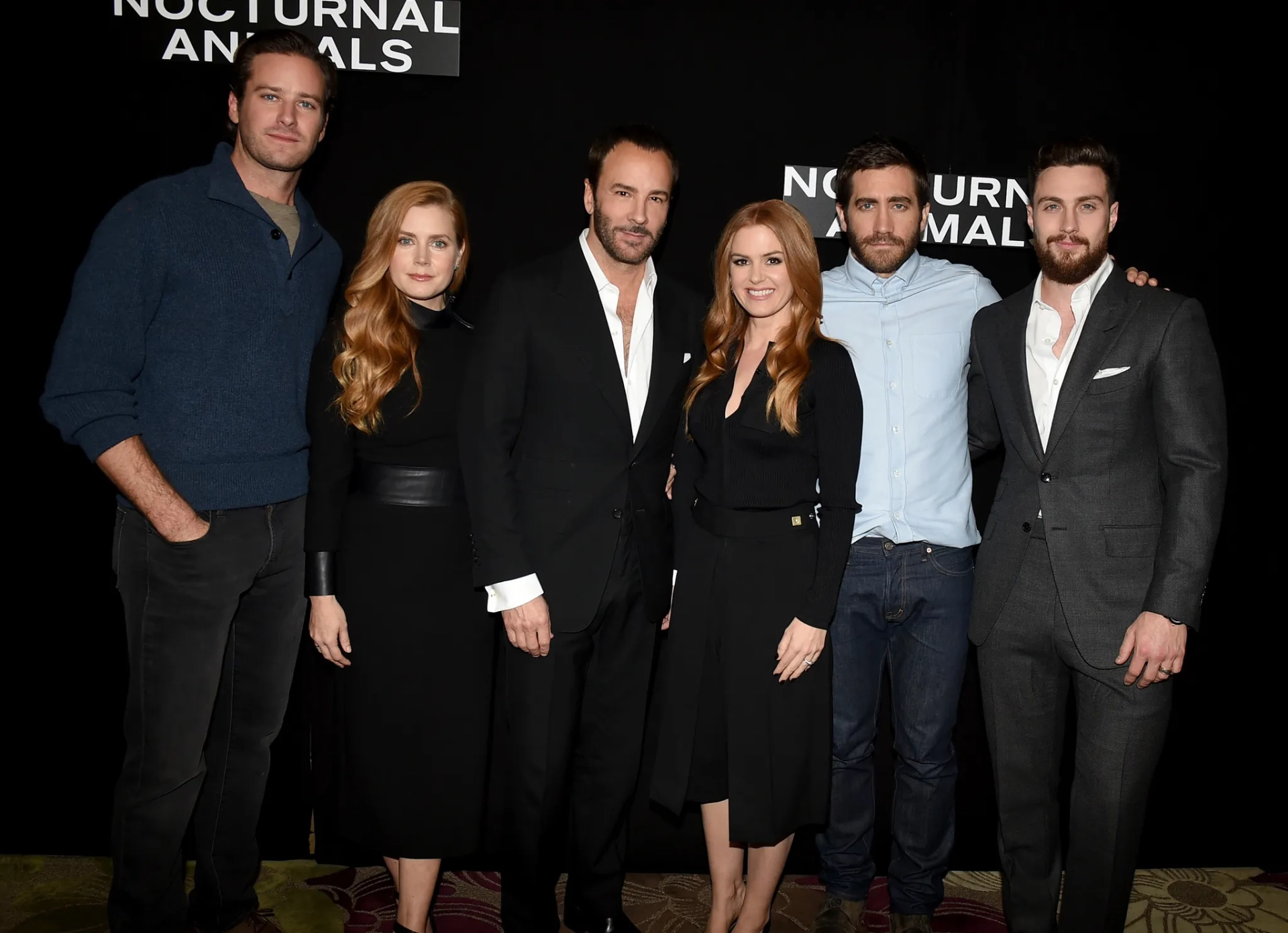 Amy Adams, Isla Fisher, Jake Gyllenhaal, Tom Ford, Aaron Taylor-Johnson, and Armie Hammer at an event for Nocturnal Animals (2016)