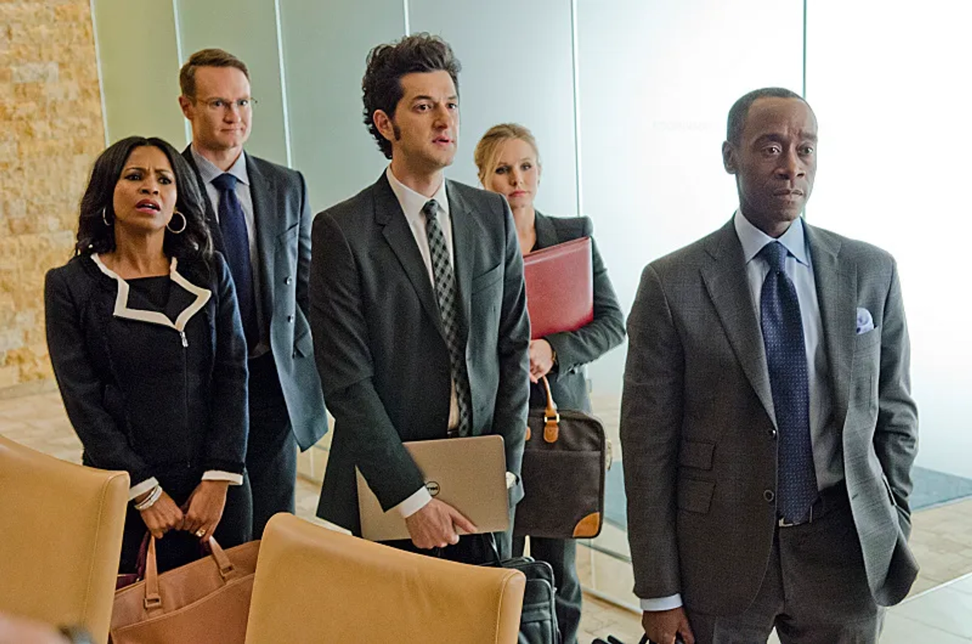 Don Cheadle, Nia Long, Kristen Bell, Josh Lawson, and Ben Schwartz in House of Lies (2012)