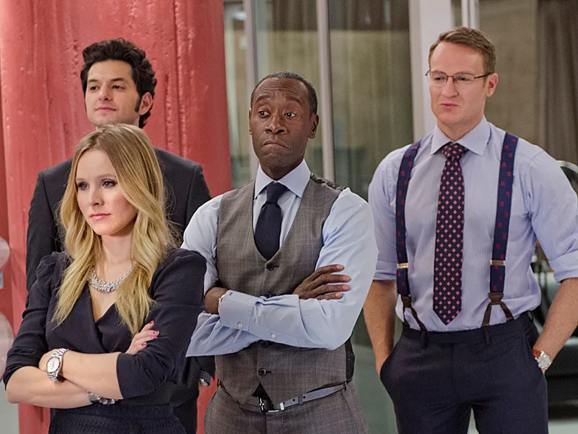 Don Cheadle, Kristen Bell, Josh Lawson, and Ben Schwartz in House of Lies (2012)