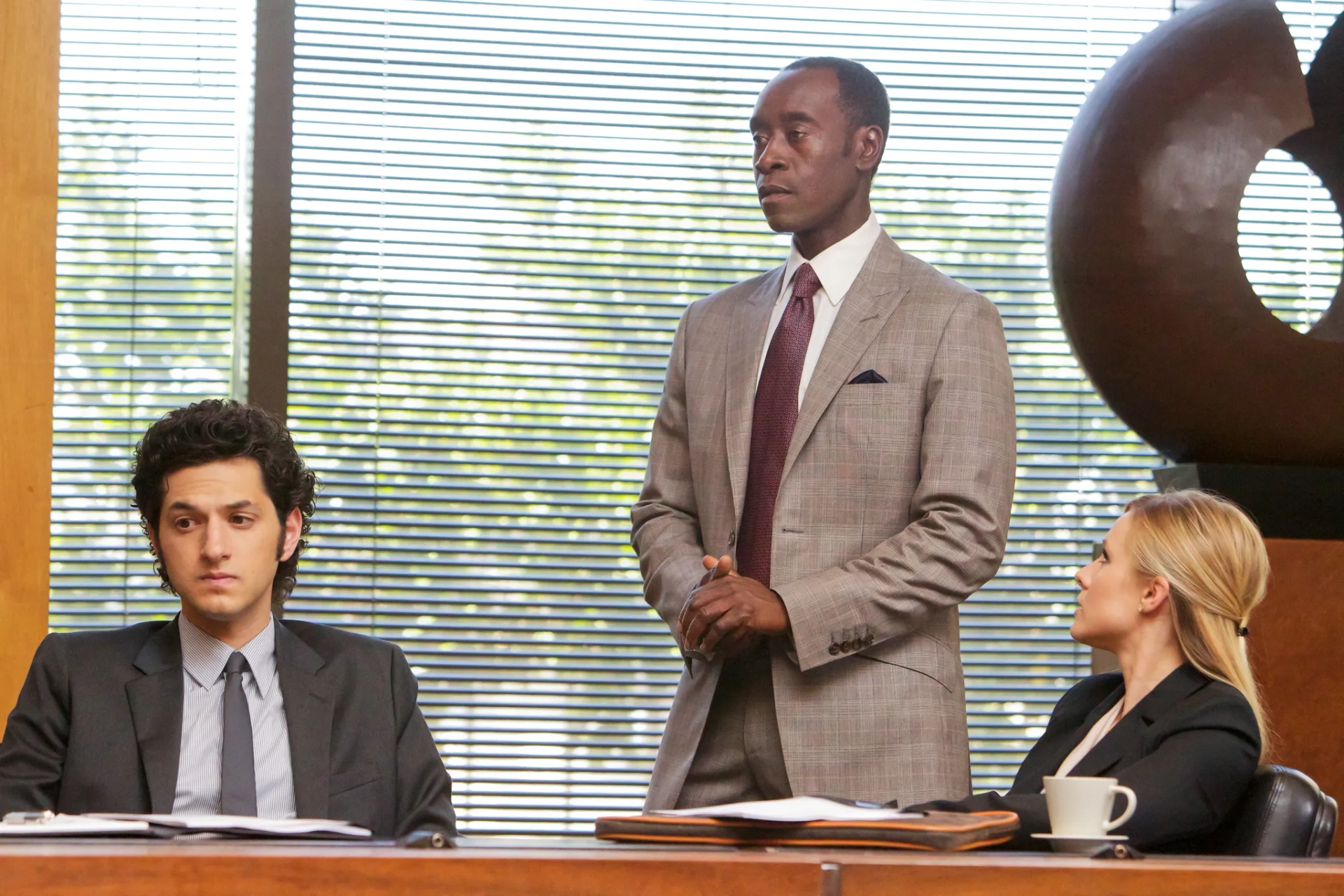 Don Cheadle, Kristen Bell, and Ben Schwartz in House of Lies (2012)