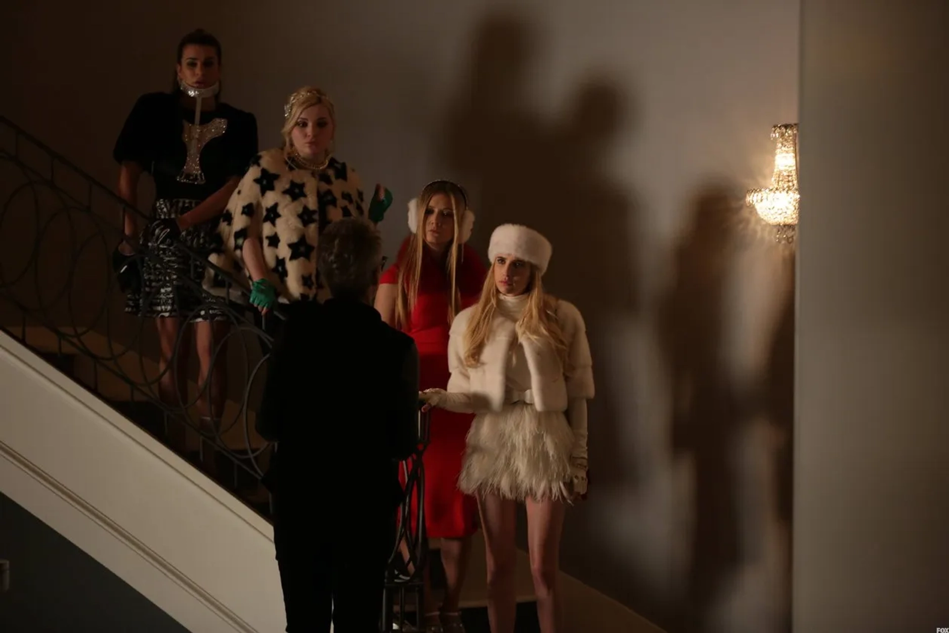 Jamie Lee Curtis, Lea Michele, Emma Roberts, Abigail Breslin, and Billie Lourd in Scream Queens (2015)