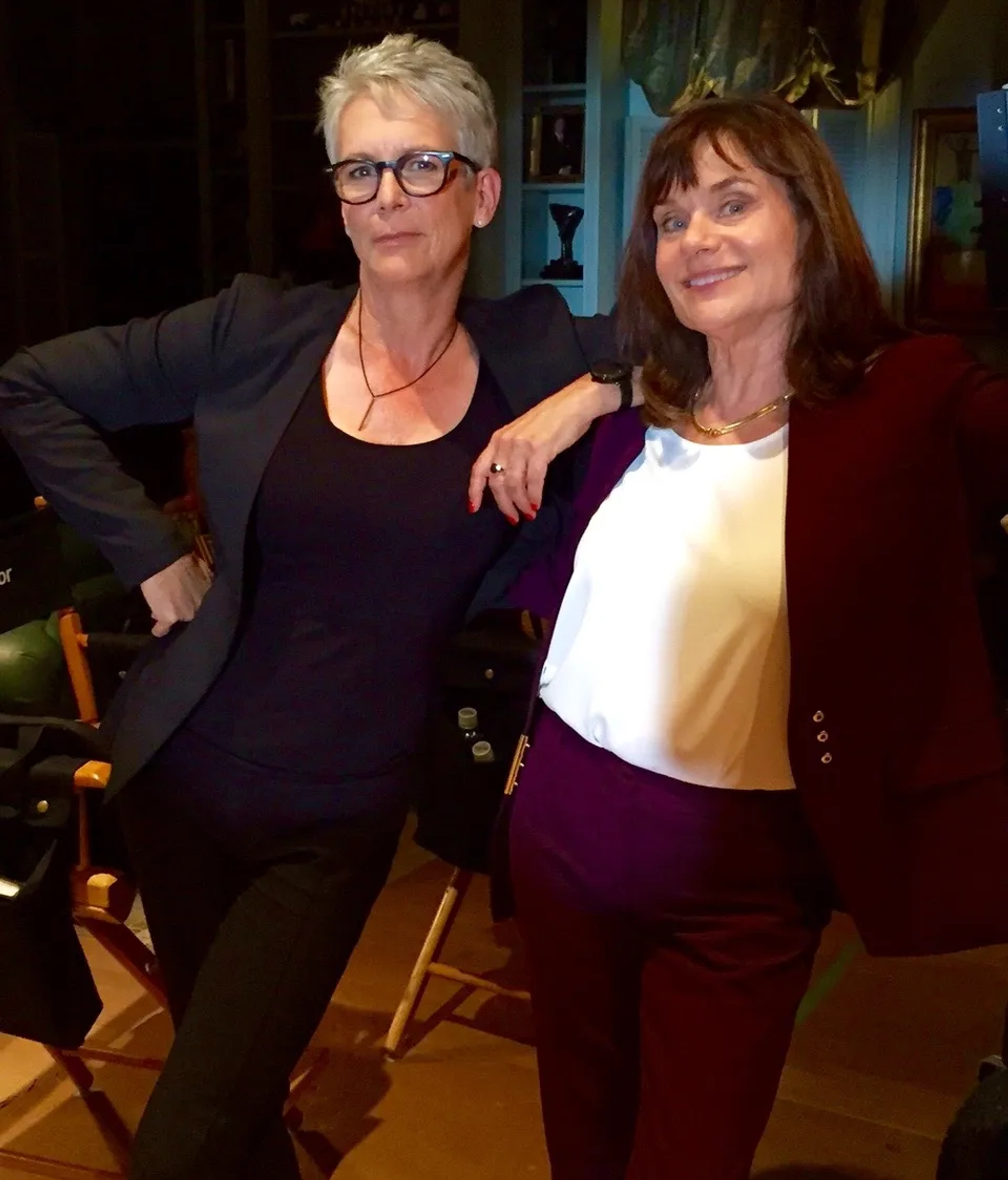 On set with Jamie Lee Curtis for Scream Queens