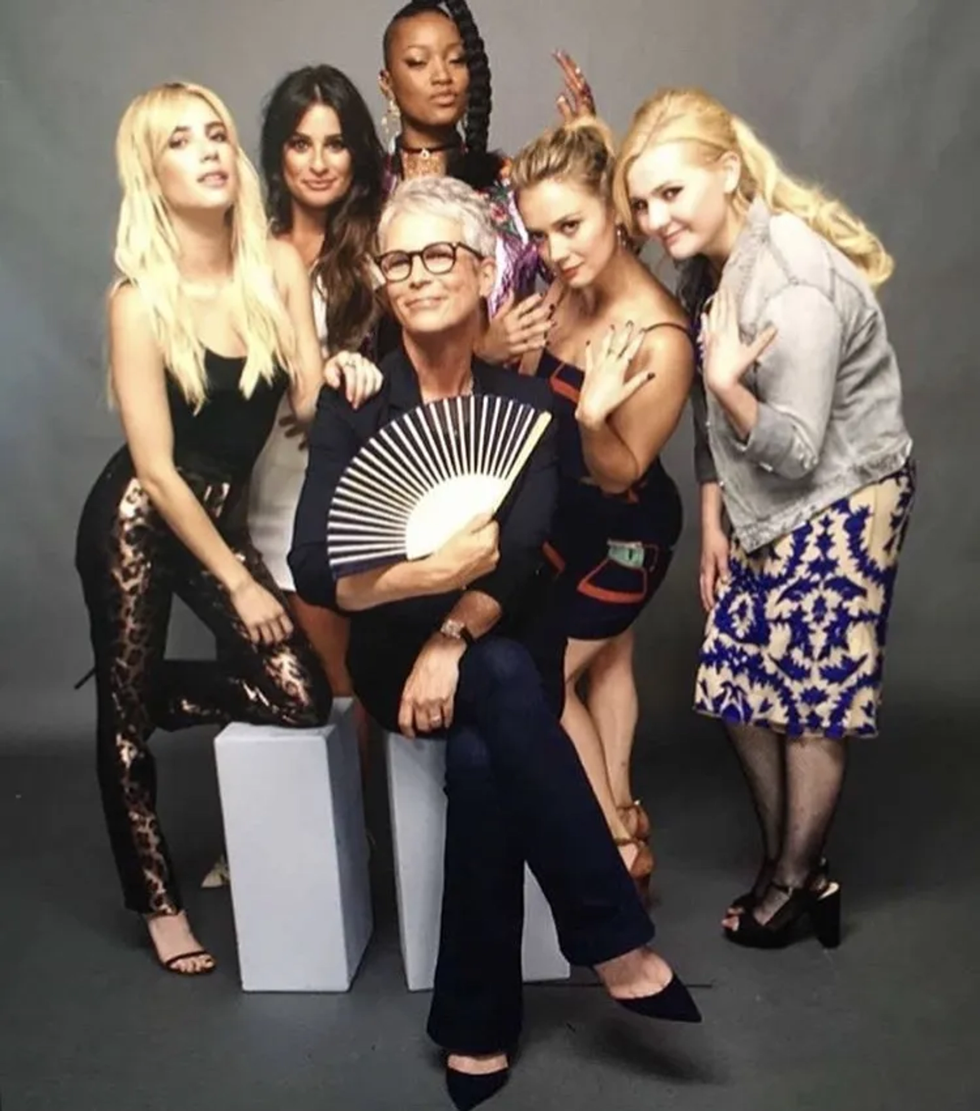 Jamie Lee Curtis, Lea Michele, Emma Roberts, Abigail Breslin, Keke Palmer, and Billie Lourd at an event for Scream Queens (2015)