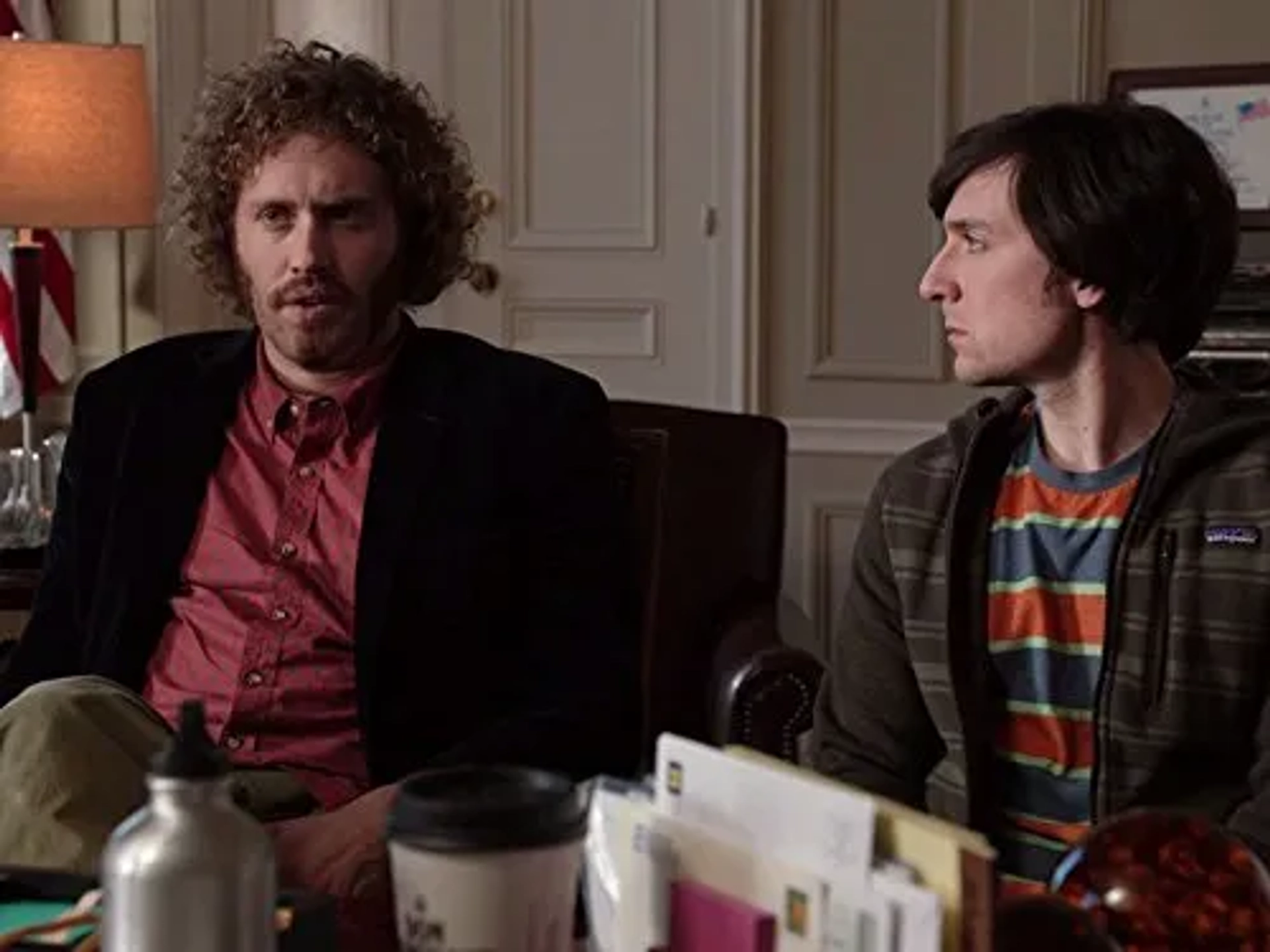 T.J. Miller and Josh Brener in Silicon Valley (2014)