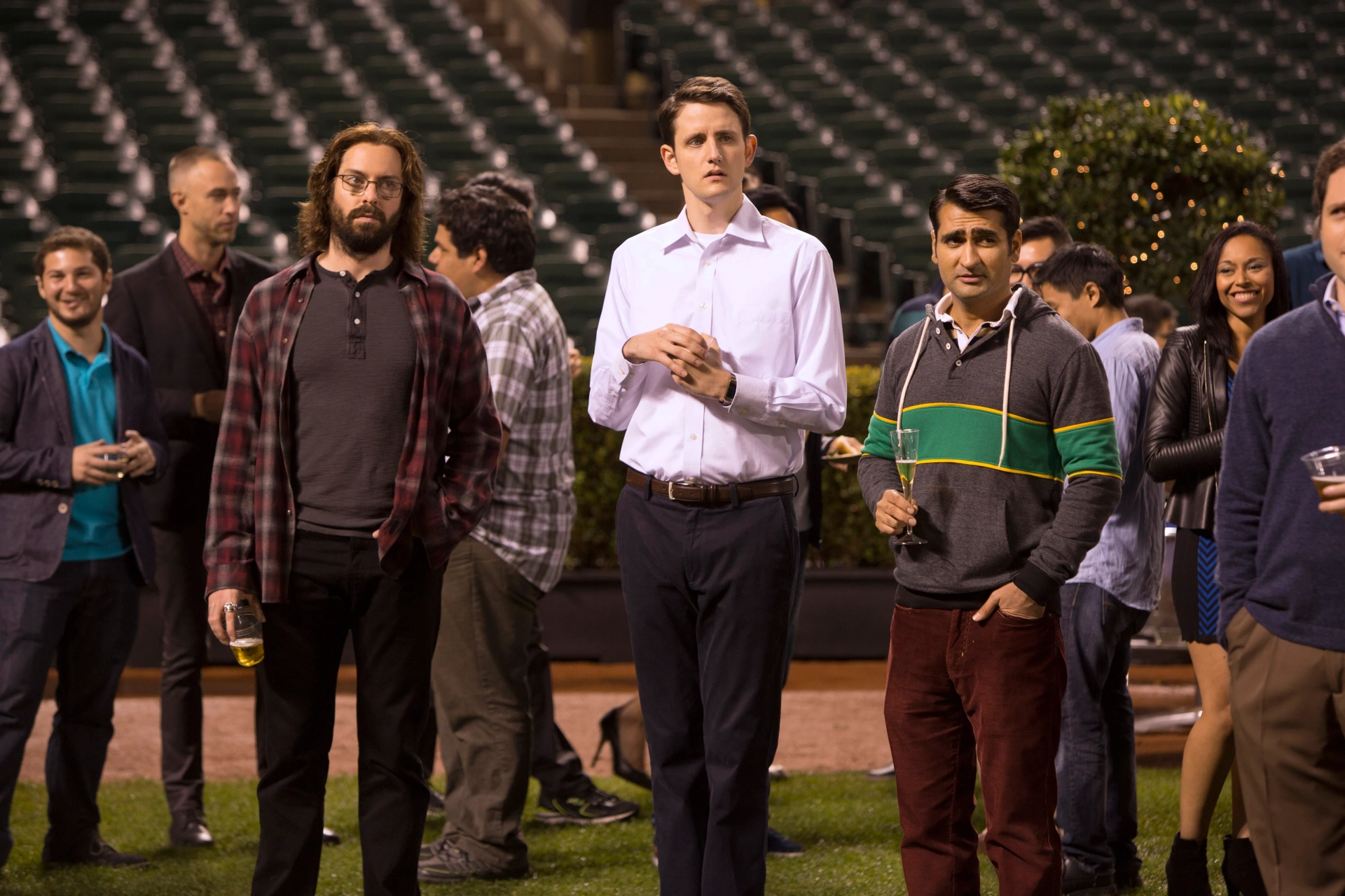 Martin Starr, Zach Woods, and Kumail Nanjiani in Silicon Valley (2014)