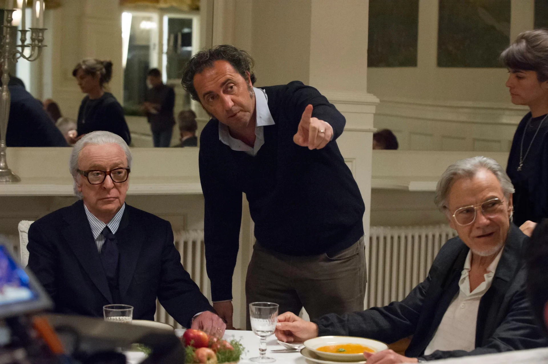 Harvey Keitel, Michael Caine, and Paolo Sorrentino in Youth (2015)