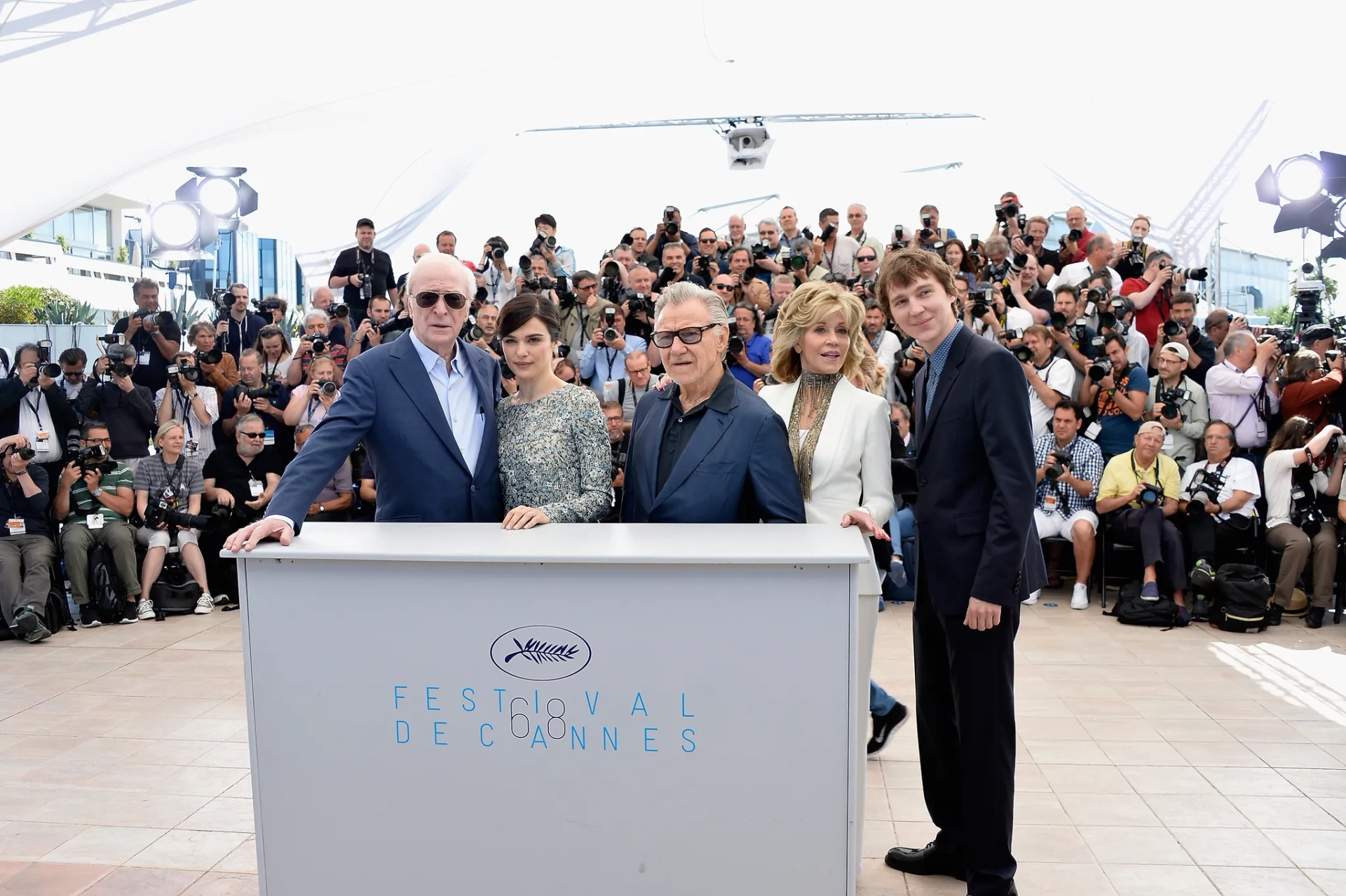 Harvey Keitel, Michael Caine, Jane Fonda, Rachel Weisz, and Paul Dano at an event for Youth (2015)