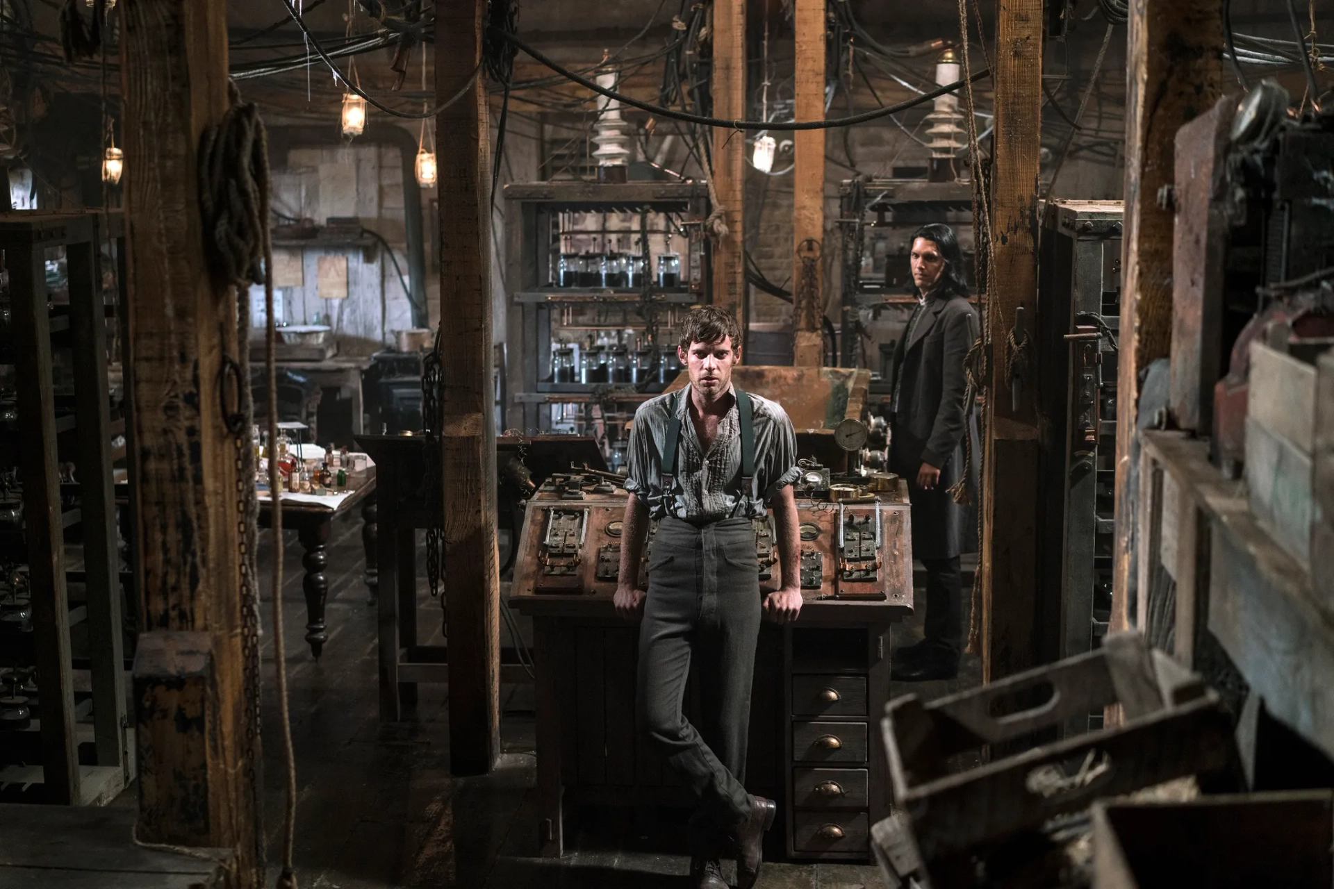 Harry Treadaway and Shazad Latif in Penny Dreadful (2014)